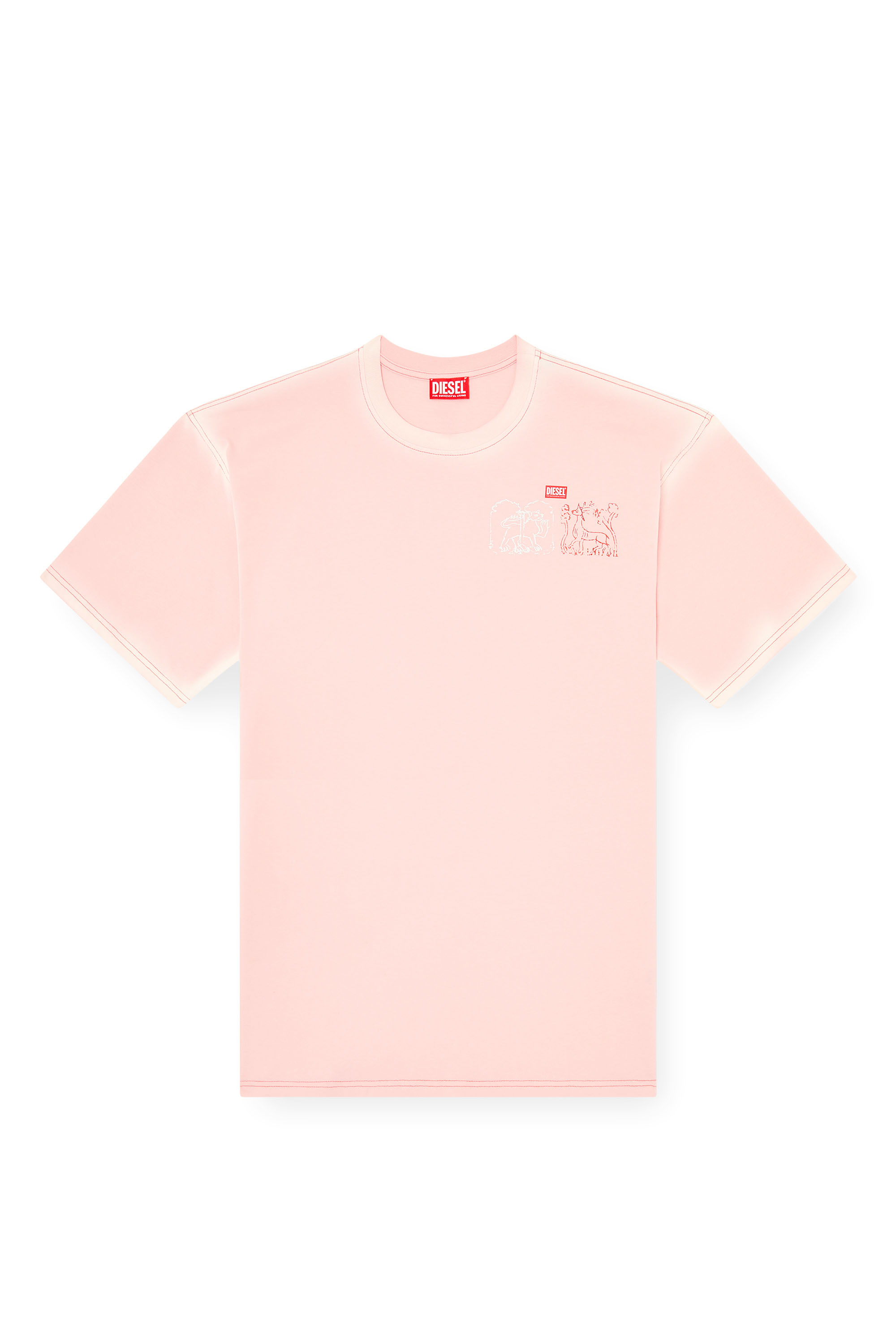 Diesel - T-BOXT-T10, Male's T-shirt with sword print in ピンク / ホワイト - 3