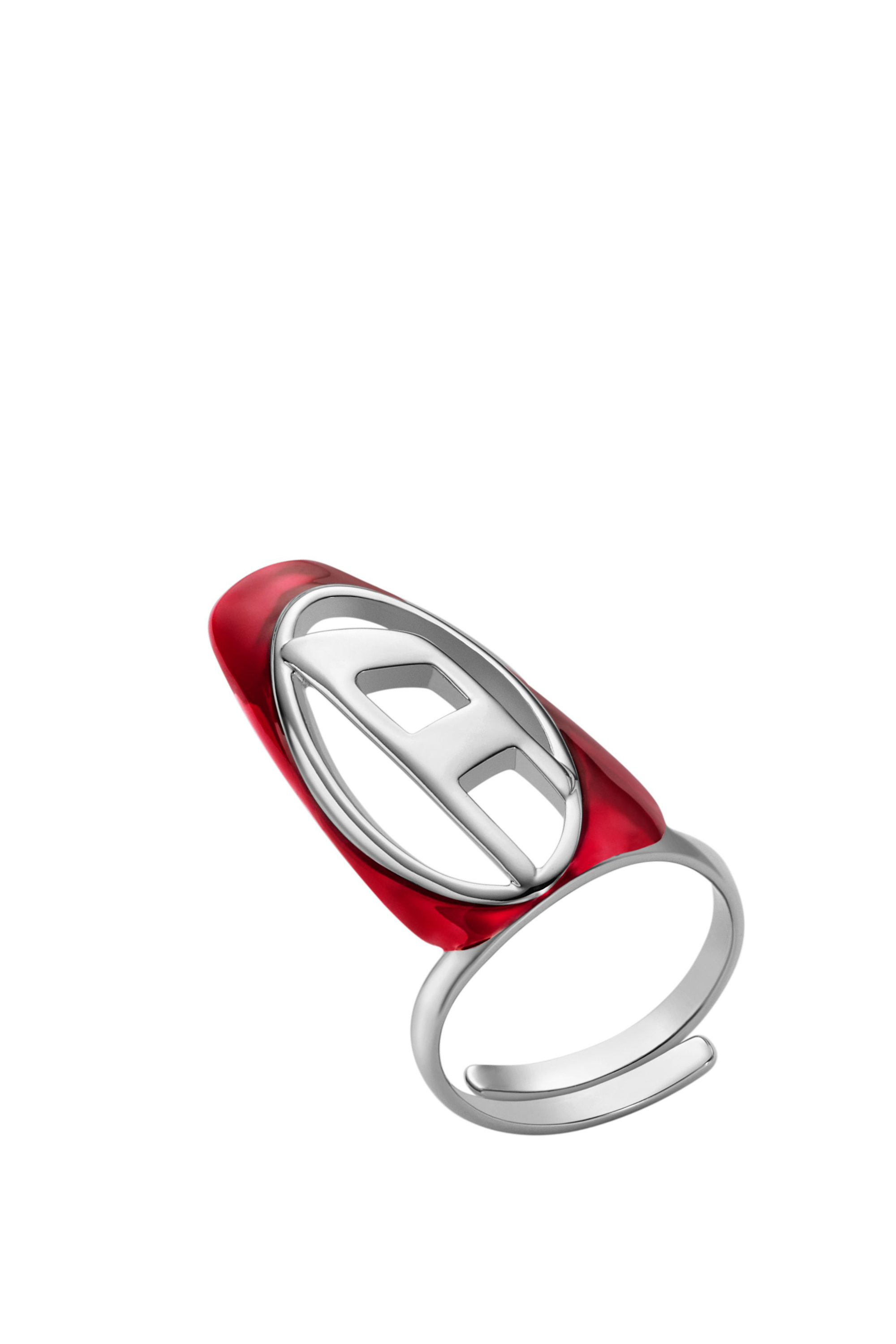 Diesel - DX1526 JEWEL, Unisex's Silver-tone brass nail ring in レッド - 1