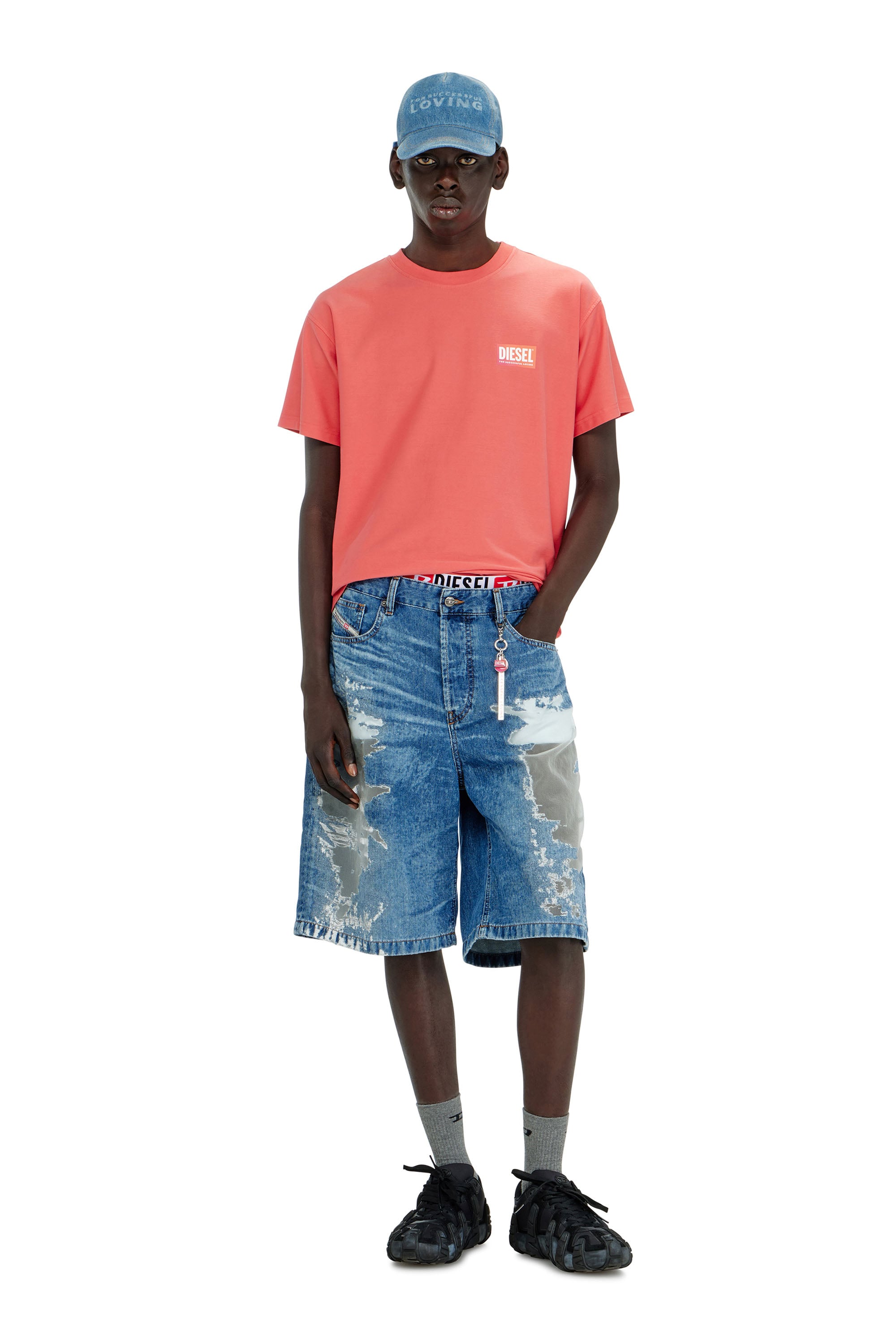 Diesel - PR-DE-SIRE-SHORT, Unisex's Shorts in devor&eacute; denim in ミディアムブルー - 1