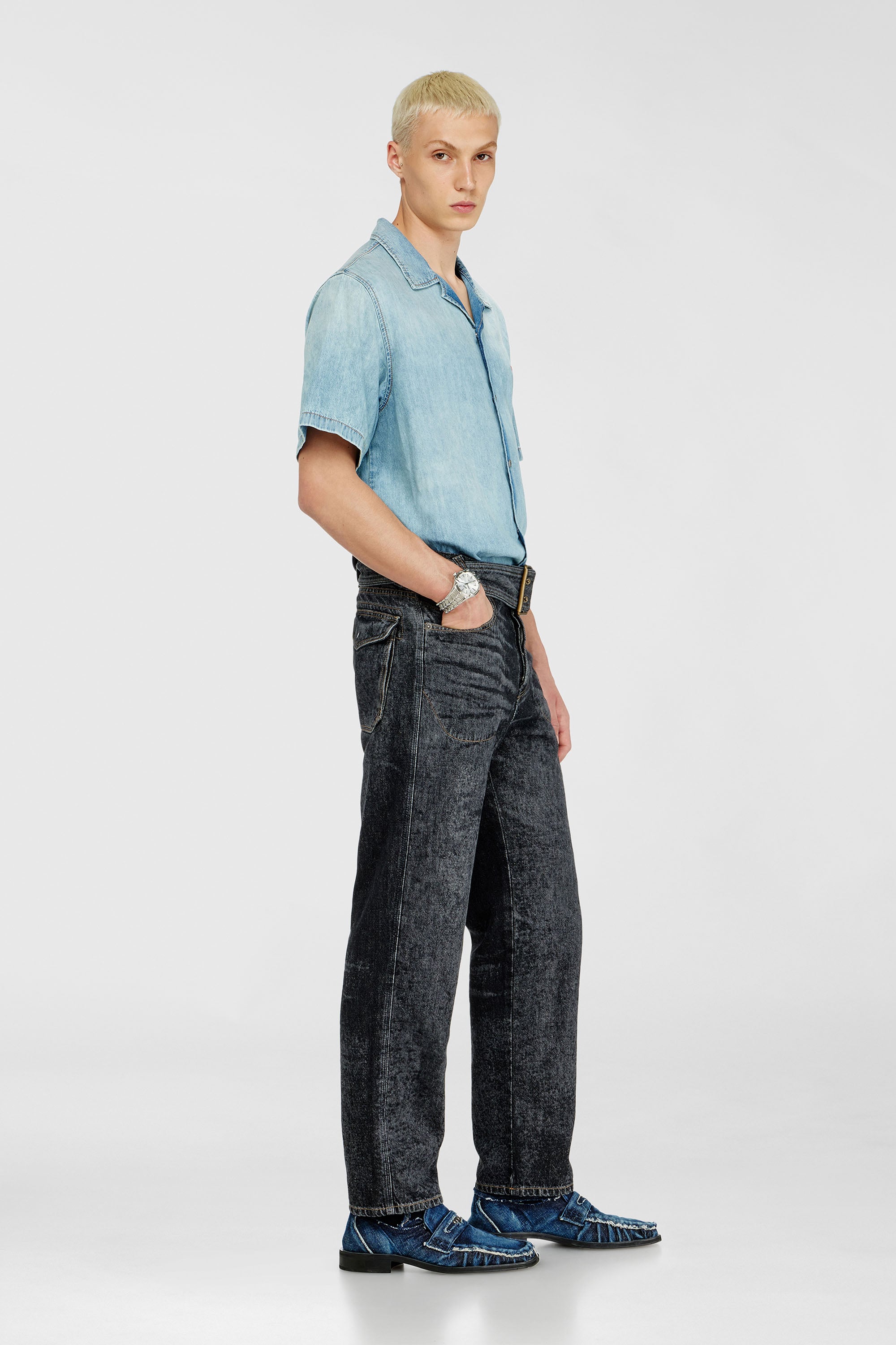 Diesel - Male's Relaxed Jeans D-Marcus 09Q24, ブラック/ダークグレー - 1