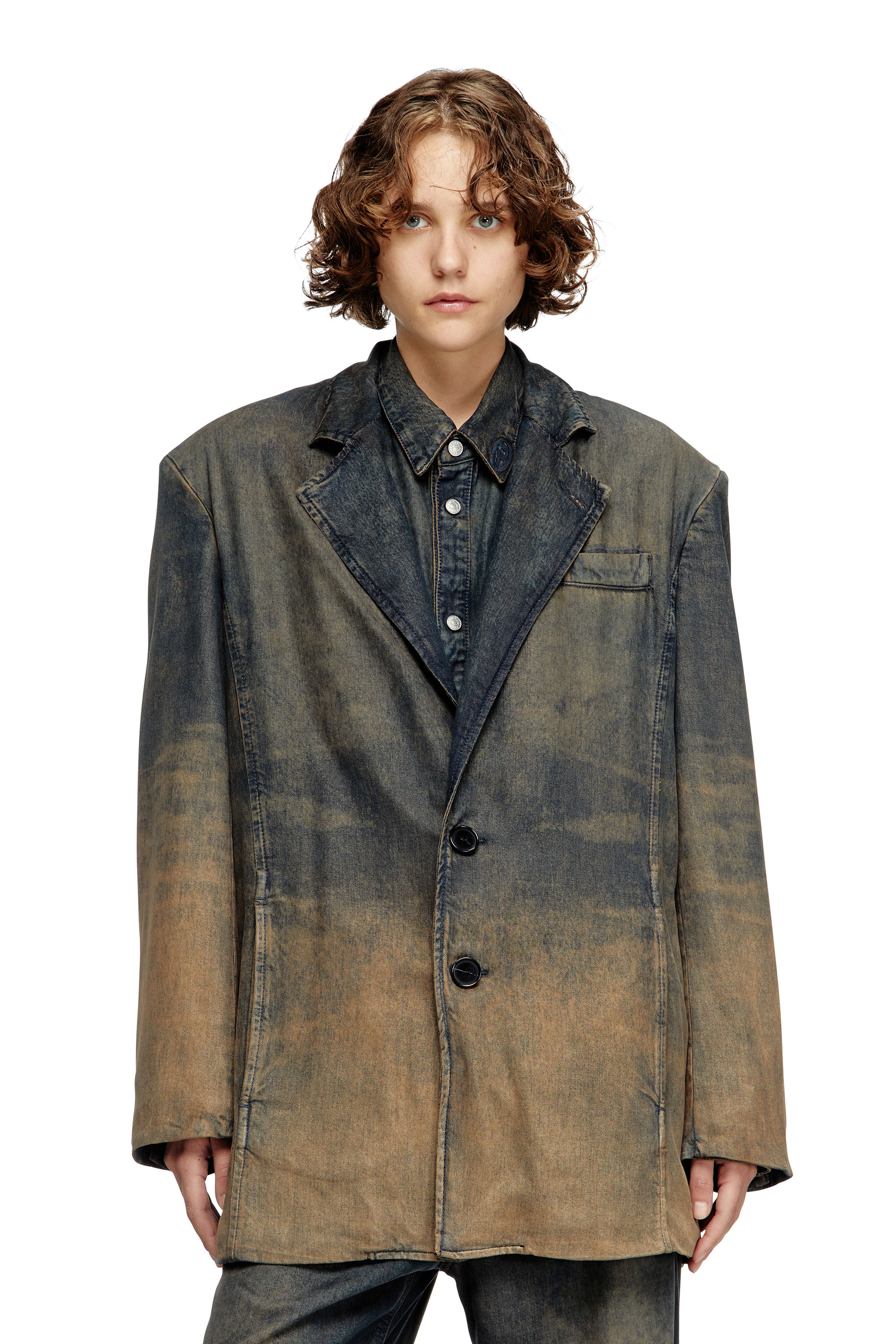 Diesel - D-REG-S, Unisex's Blazer in fluid shaded denim in ダークブルー - 6