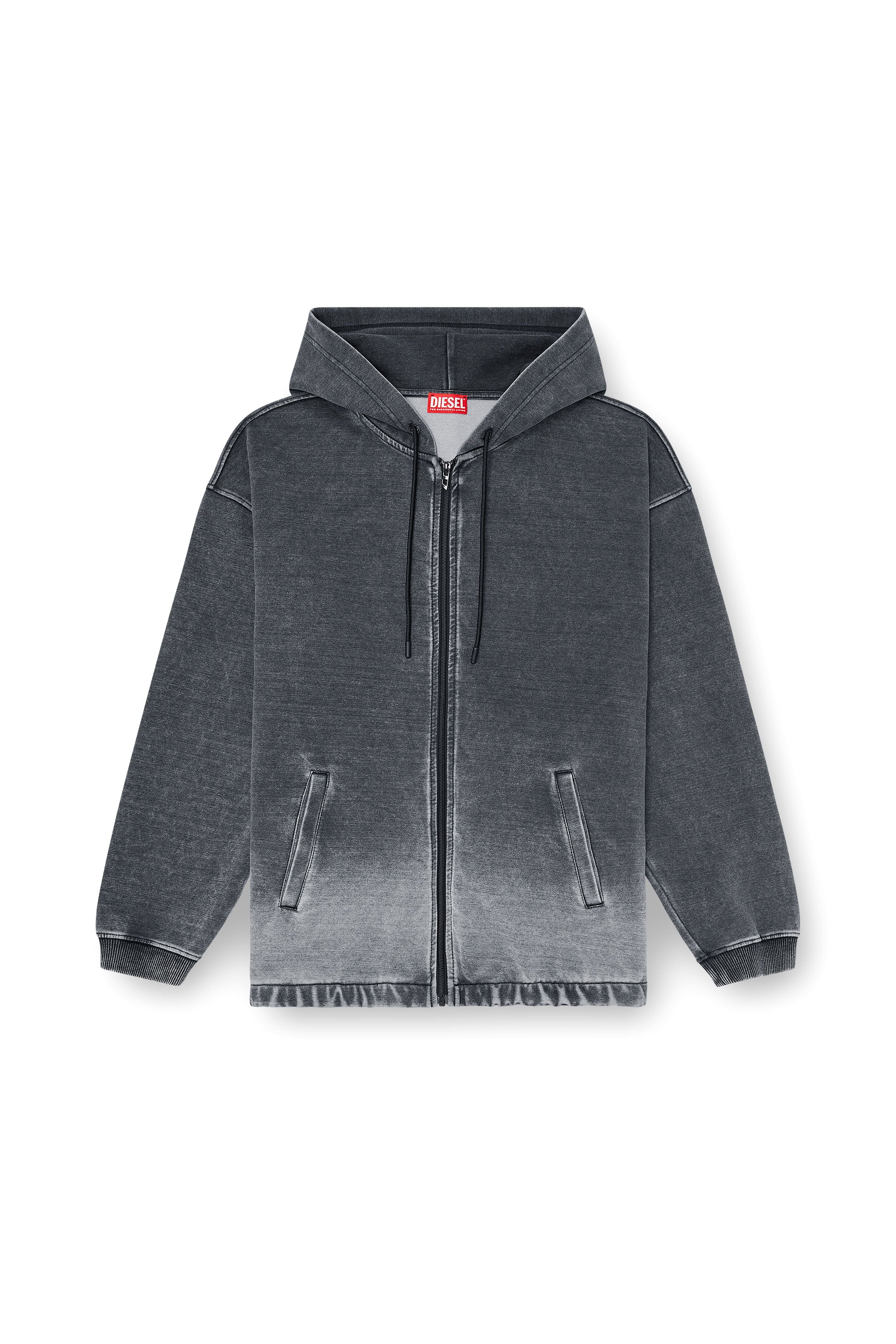 Diesel - S-HERMY-ZIP, Male's ジップアップパーカー in ダークグレー - 3