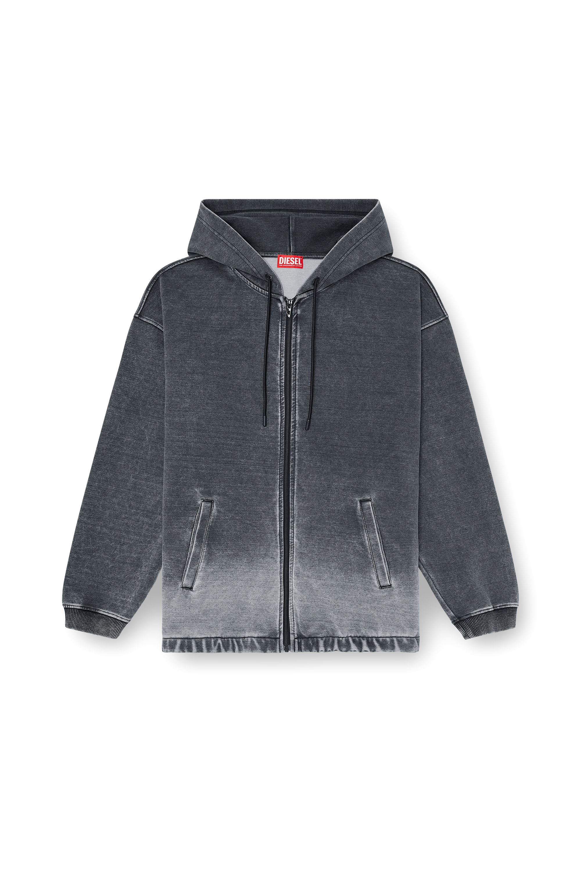 Diesel - S-HERMY-ZIP, Male's ジップアップパーカー in ダークグレー - 2