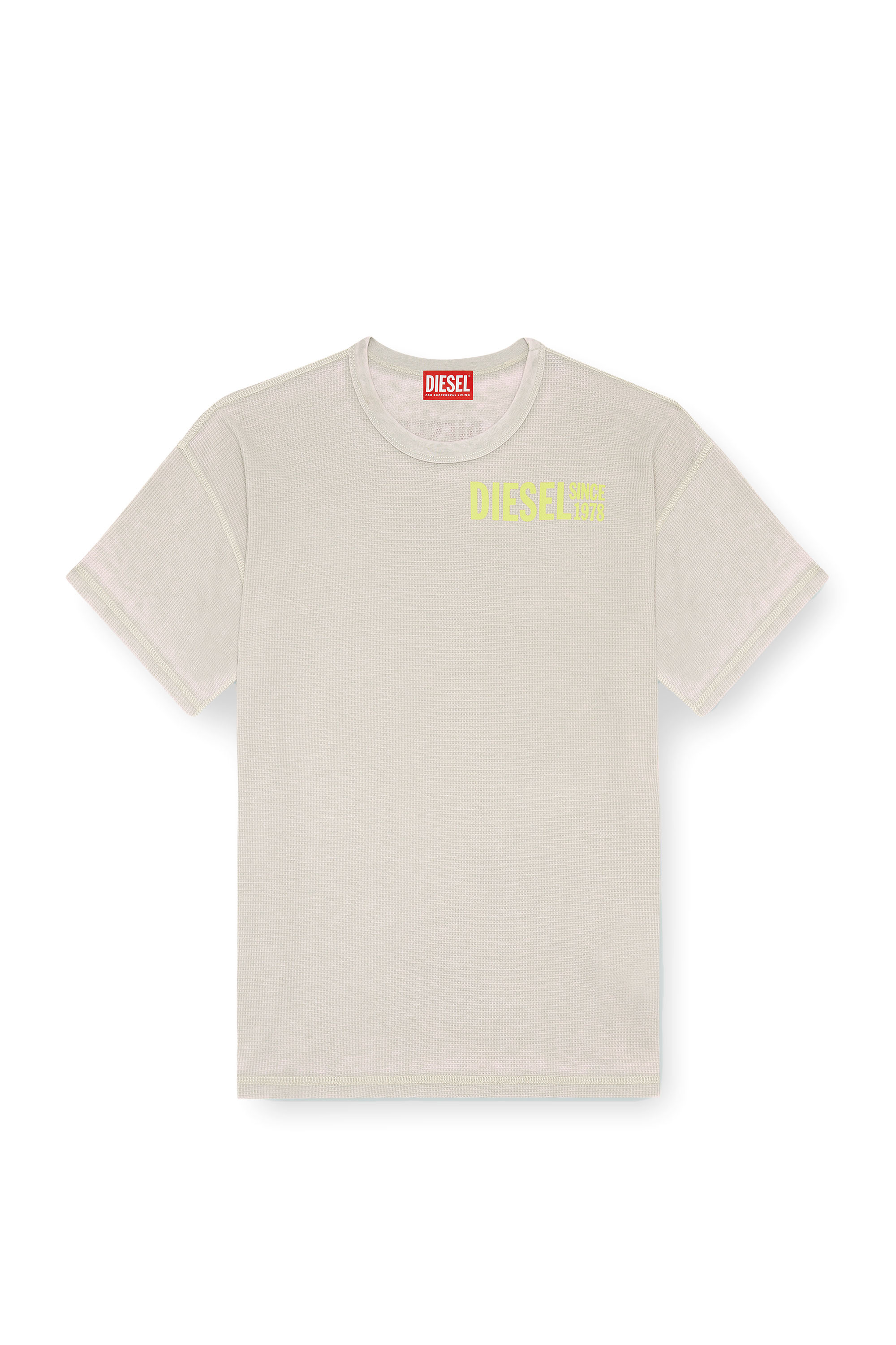 Diesel - T-BURNXT, Male's Waffle T-shirt with burnout wash in フェースパウダー - 3