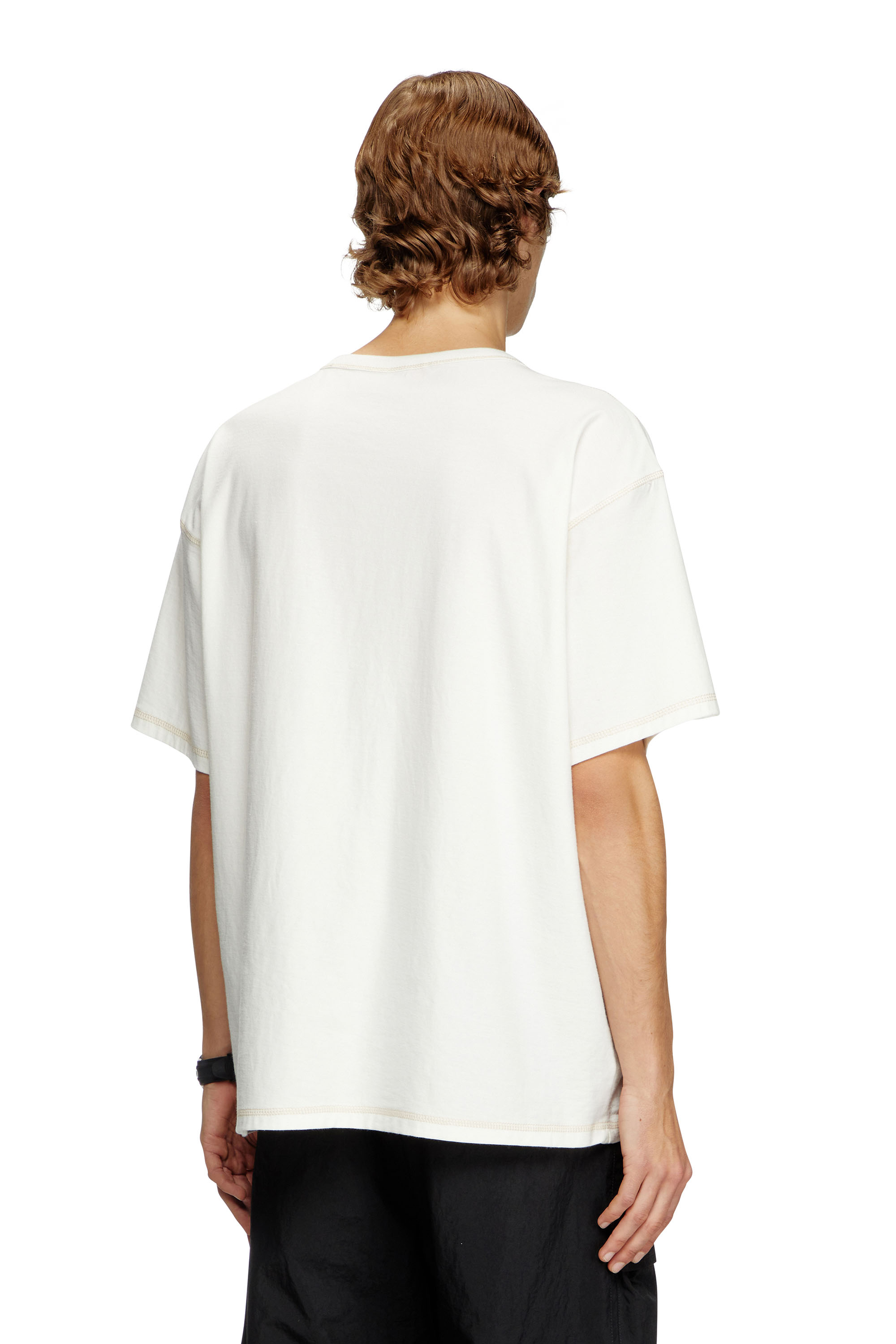 Diesel - T-DOXT, Male's T-shirt with raw jacquard logo in ホワイト - 4