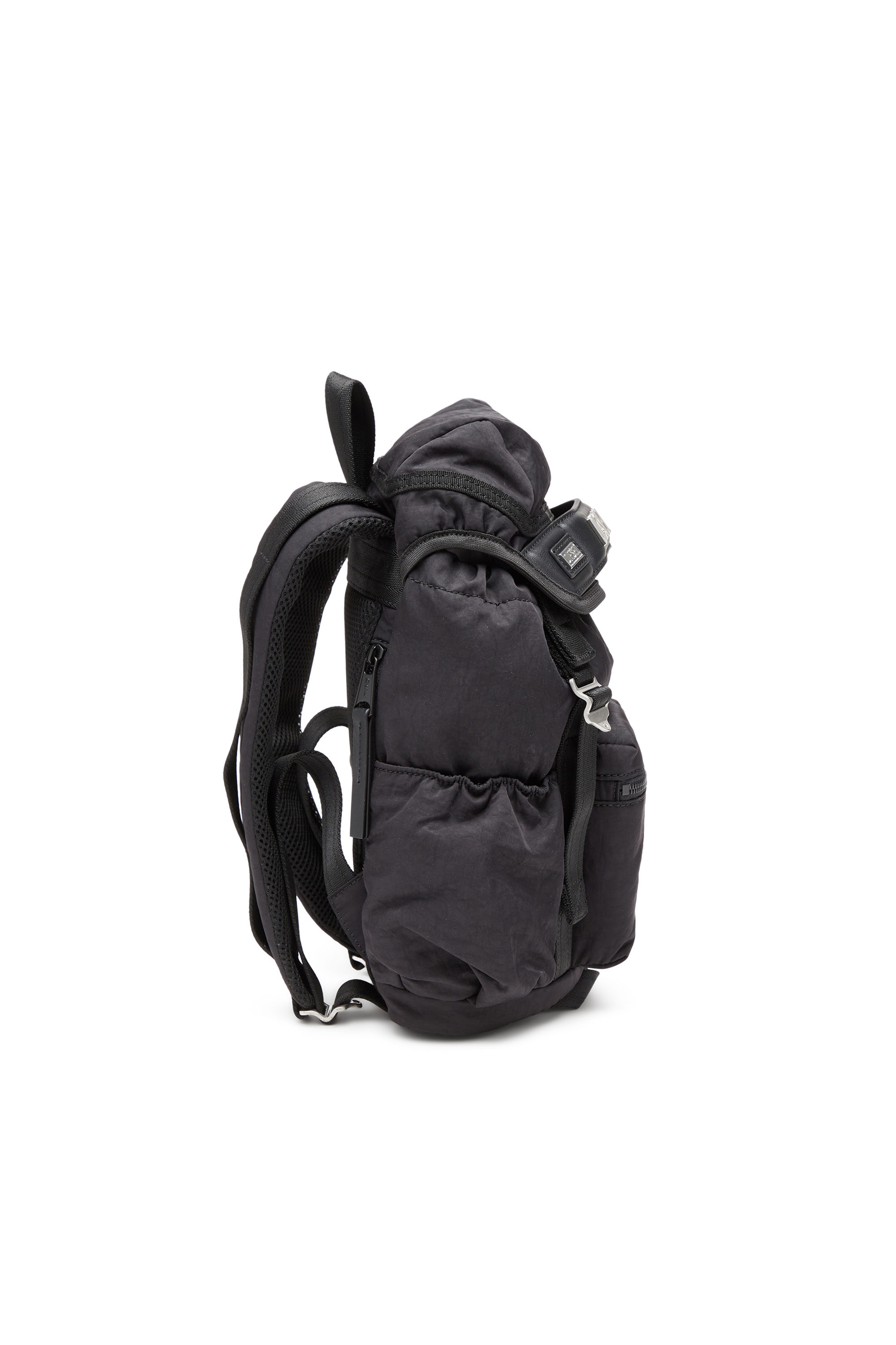 Diesel - LOGOS BACKPACK S, Male's Logos S-Small backpack in recycled nylon in ブラック - 4