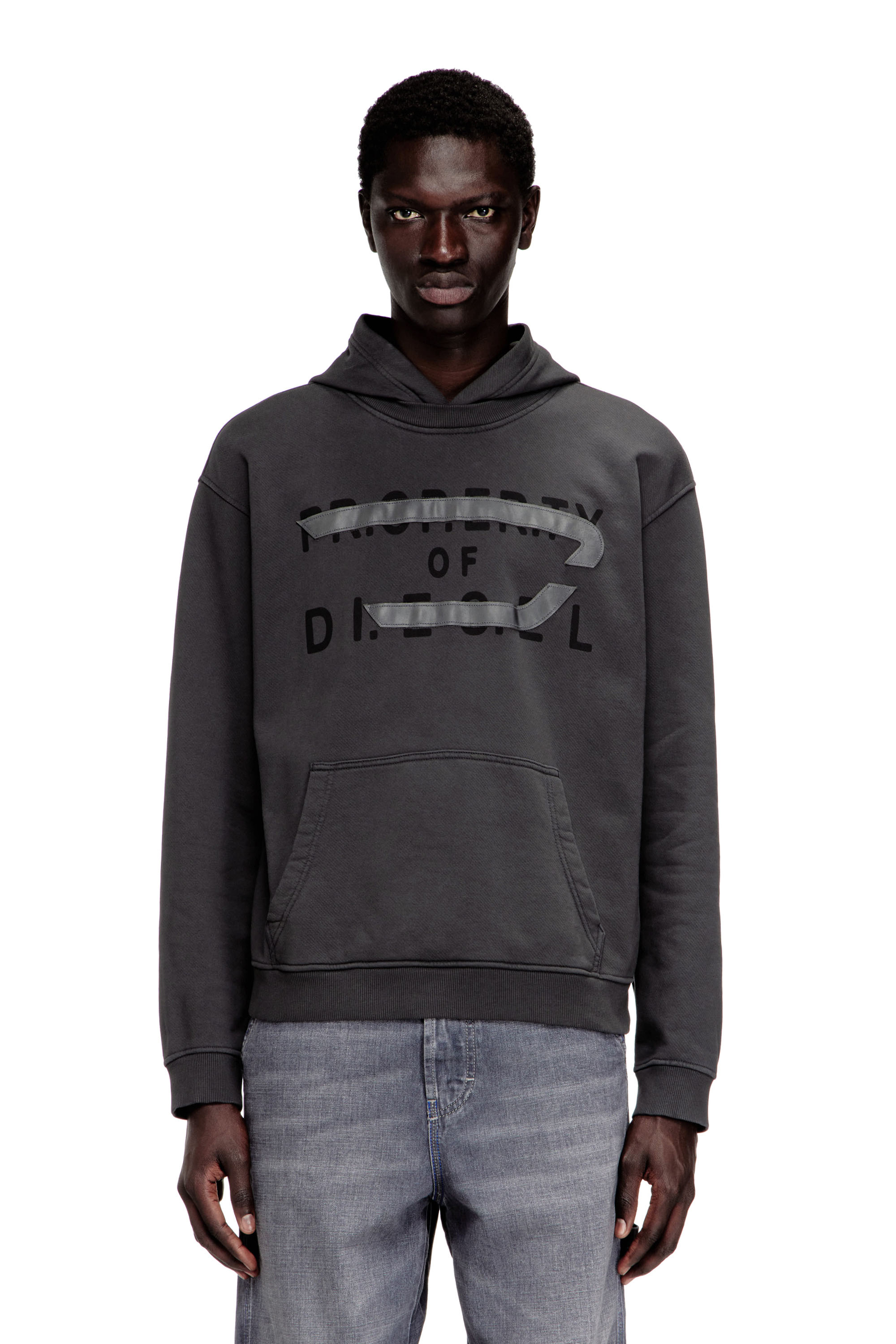 Diesel - S-NORMAN-HOOD, Male's プルオーバーパーカー in ダークグレー - 1