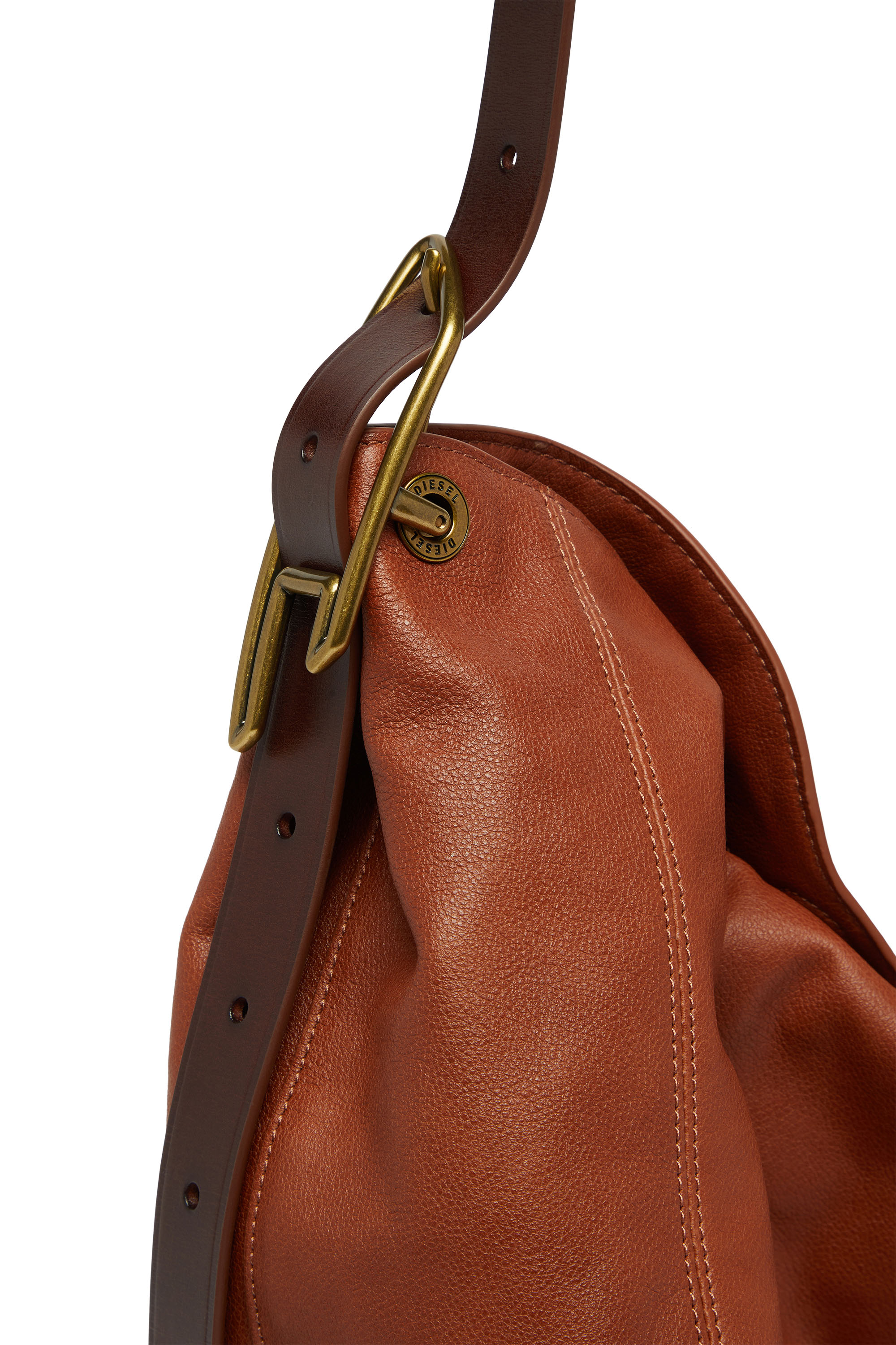 Diesel - D-LINE HOBO L, Female's D-Line-Hobo bag in shiny leather in ブラウン - 6