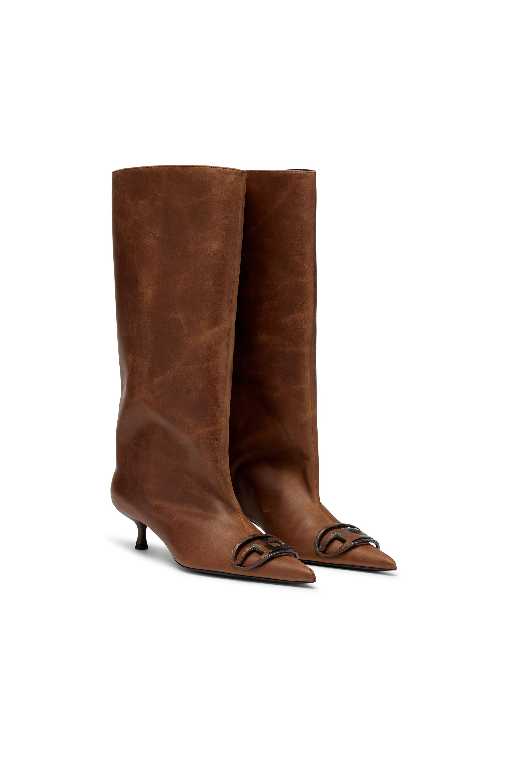 Diesel - D-VENUS 40 KB TUBE, Female's D-Venus-Knee-high boots in oiled leather in ブラウン - 3