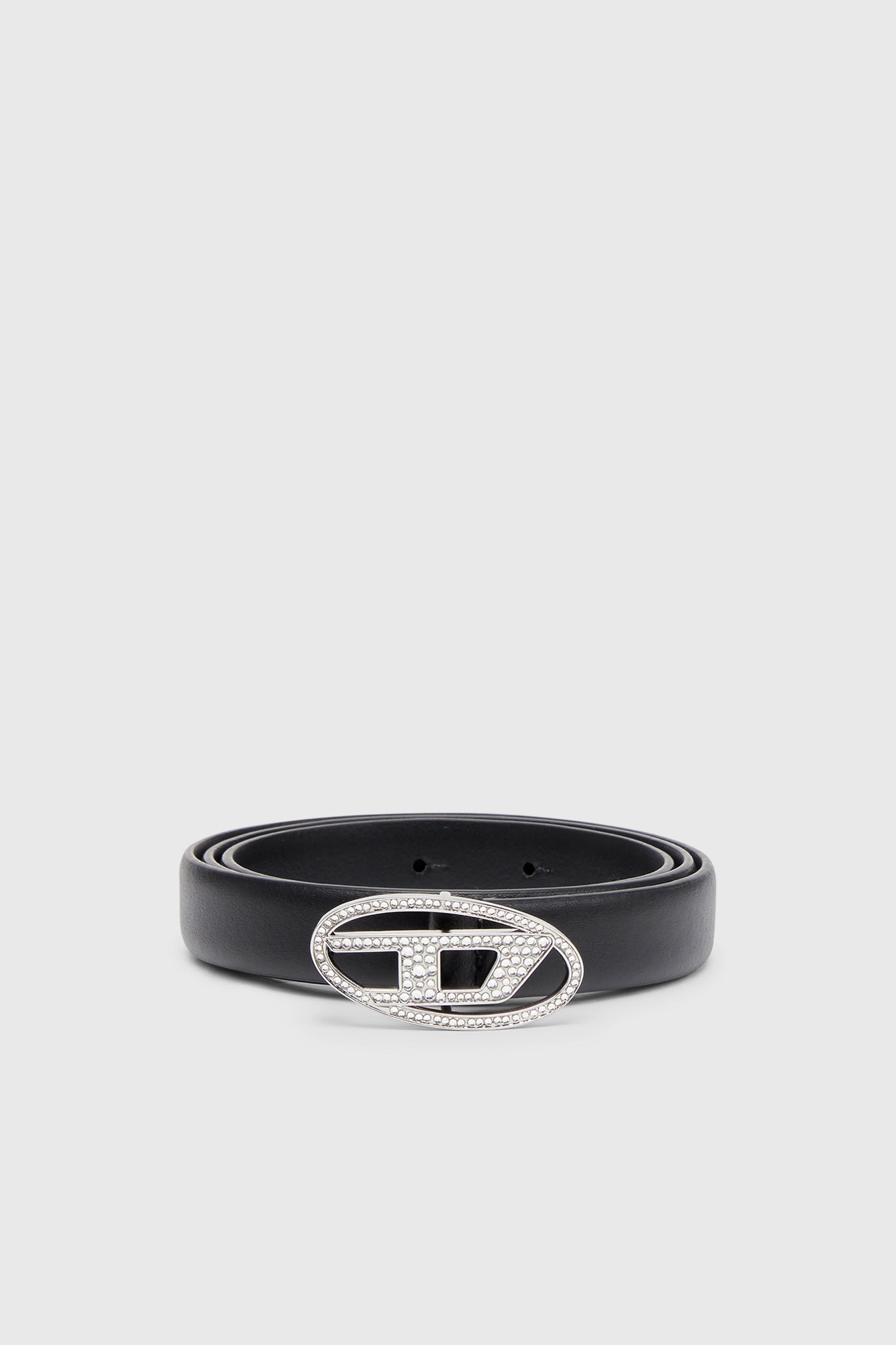 Diesel - B-1DR STRASS 20, Female's 1.9cm slim leather belt with crystal buckle in ブラック - 1