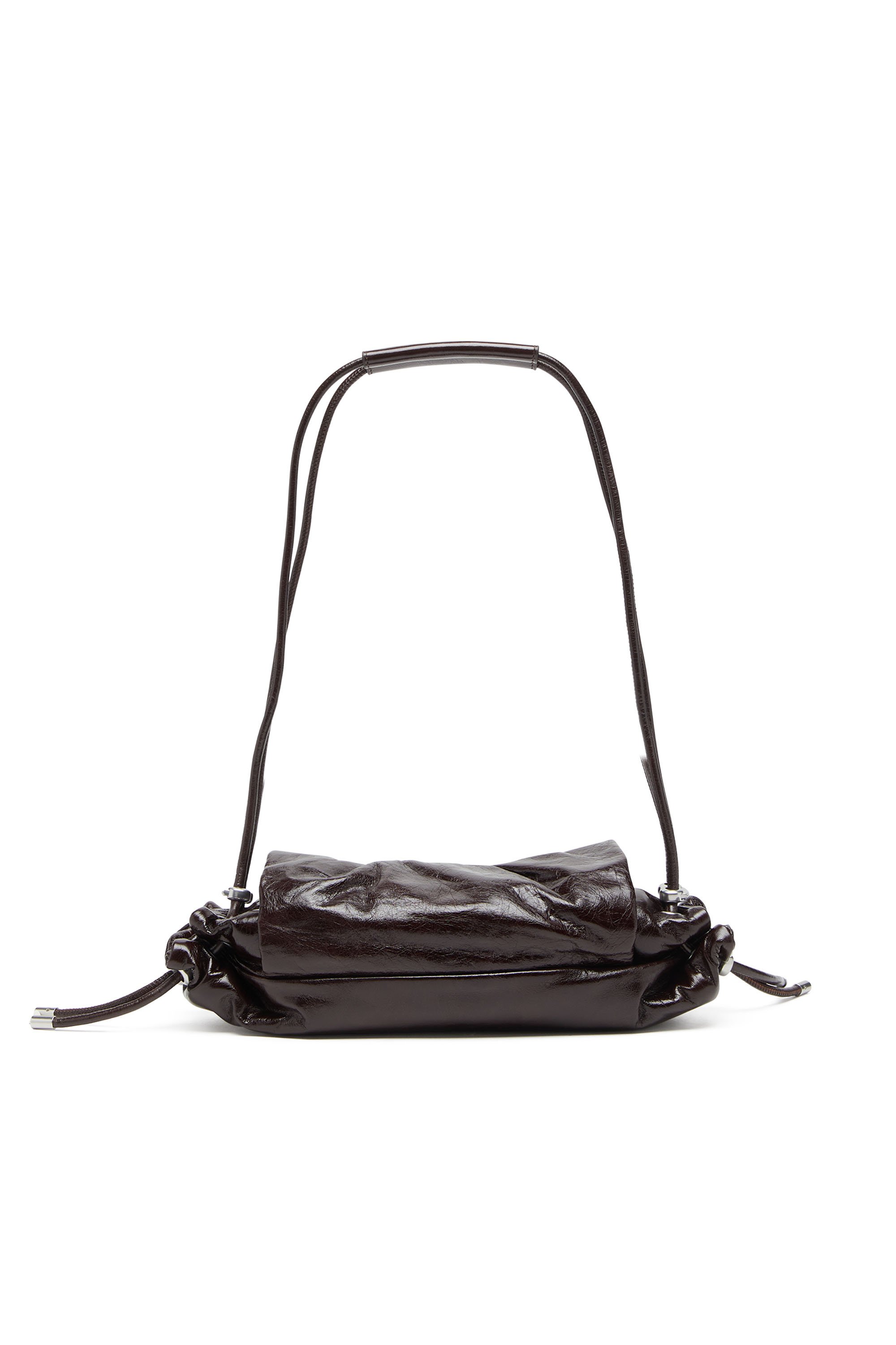 Diesel - SCRUNCH-D SHOULDER S, Female's Scrunch-D S-Shoulder bag in scrunched leather in ダークブラウン - 2