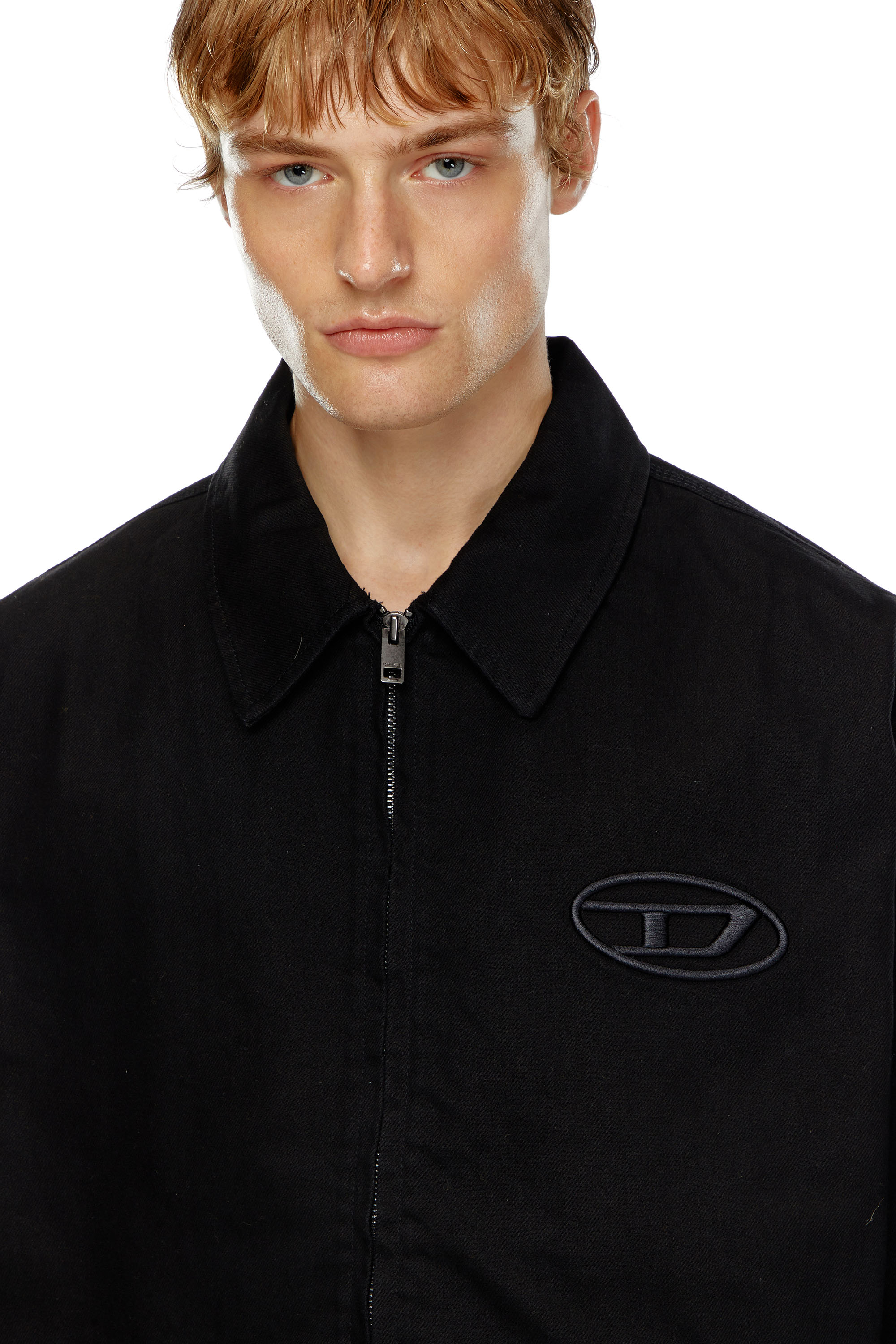 Diesel - J-TAYLOR-BLEACH, Male's Denim blouson jacket with bleached logo in ブラック - 5