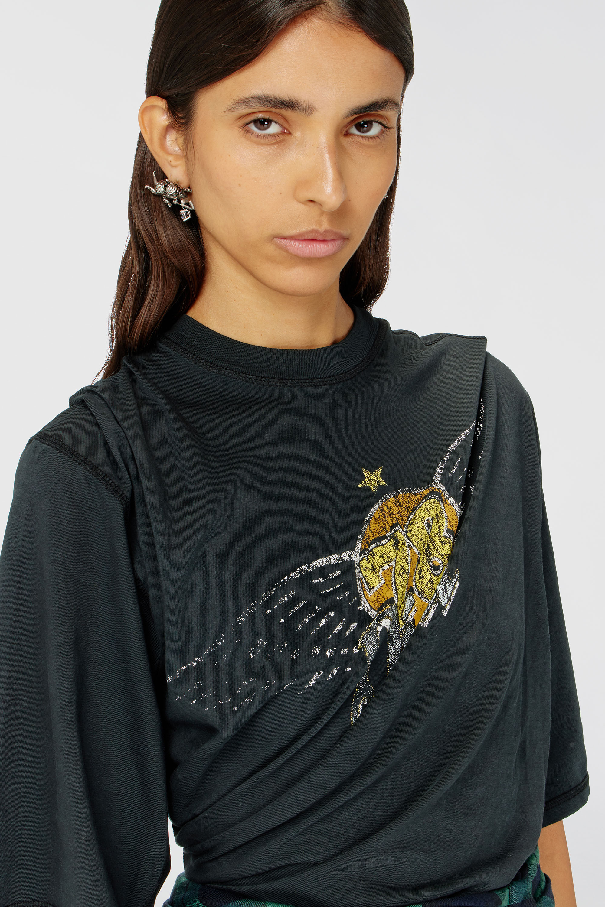 Diesel - T-MILLA-JER, Female's T-shirt bodysuit with concert graphics in ブラック - 4