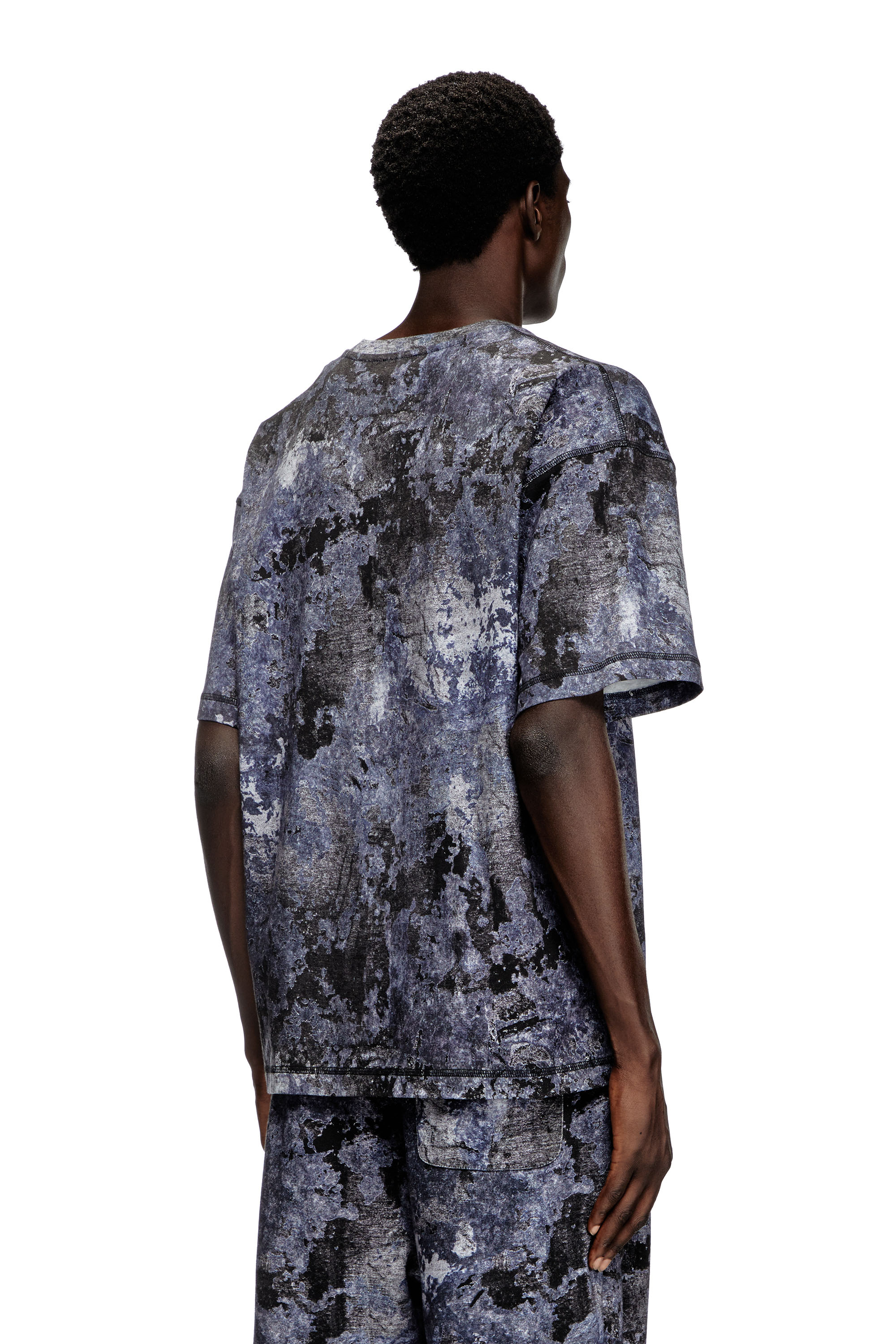 Diesel - T-BOXT-R12, Male's Marble-effect burnout T-shirt in ブルー - 4