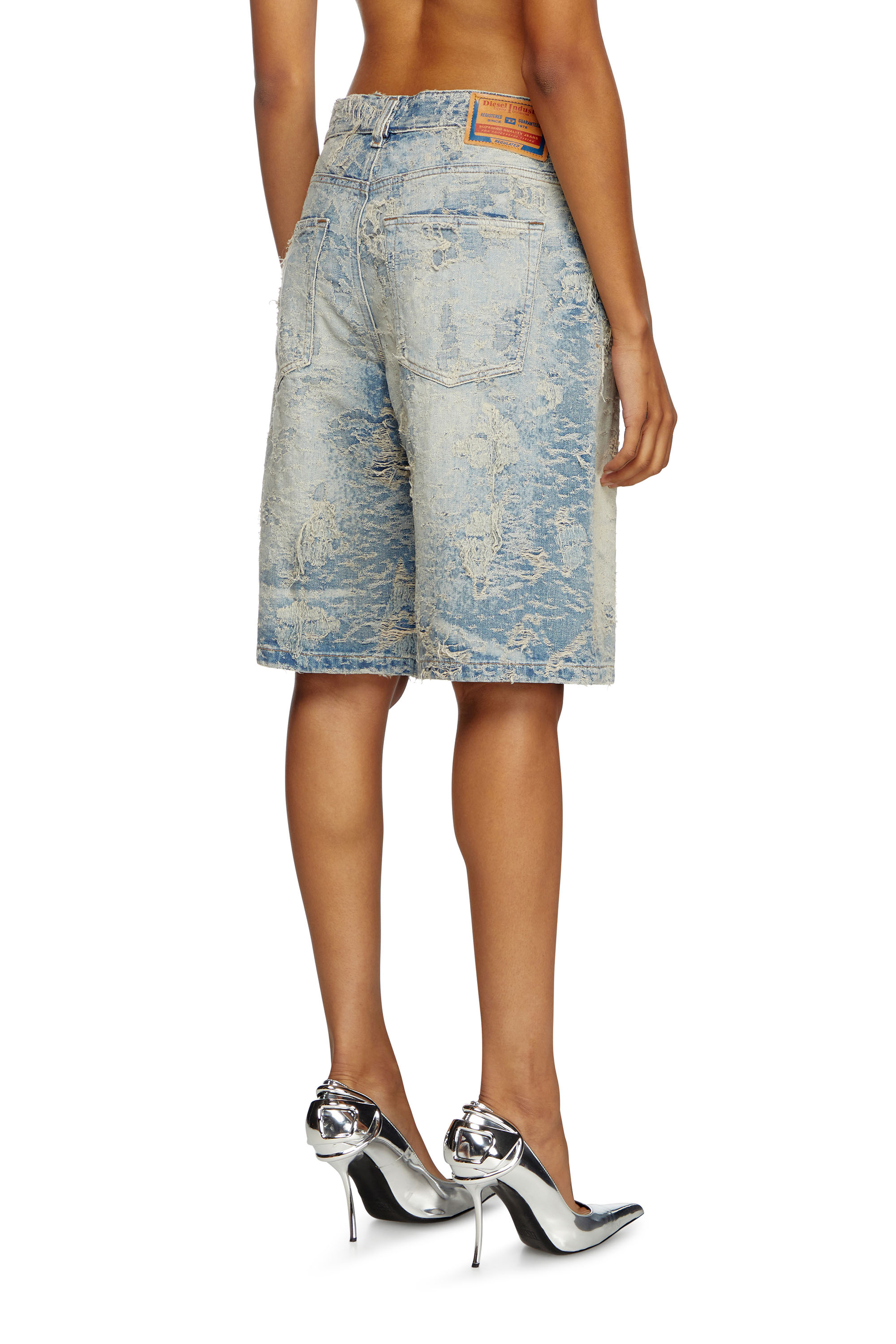 Diesel - DE-SIRE-SHORT-FSF, Female's Shorts in dirty jacquard denim in ライトブルー - 5