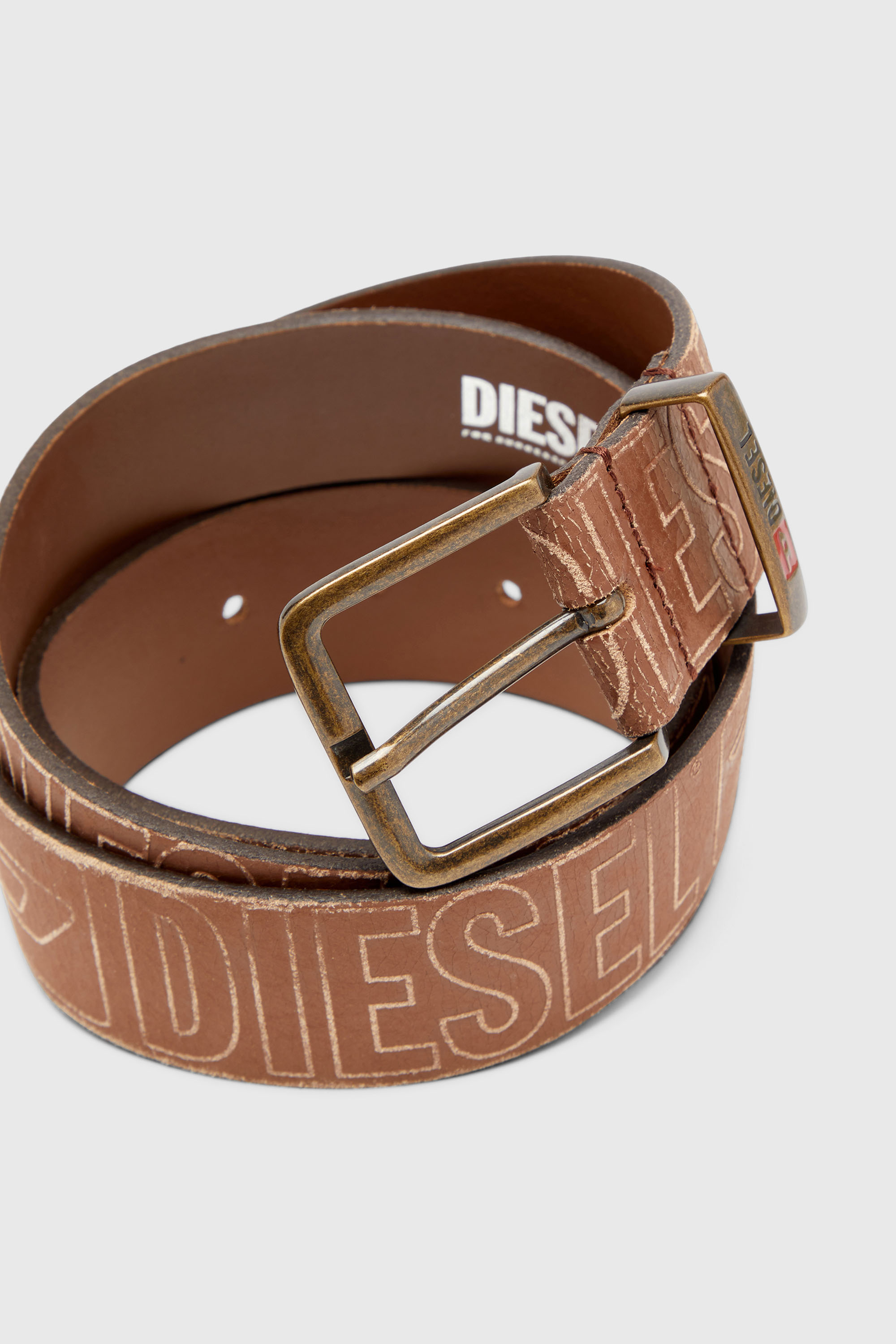 B-BISCOTTO OUTLINE レザーベルト｜ブラウン｜メンズ｜DIESEL