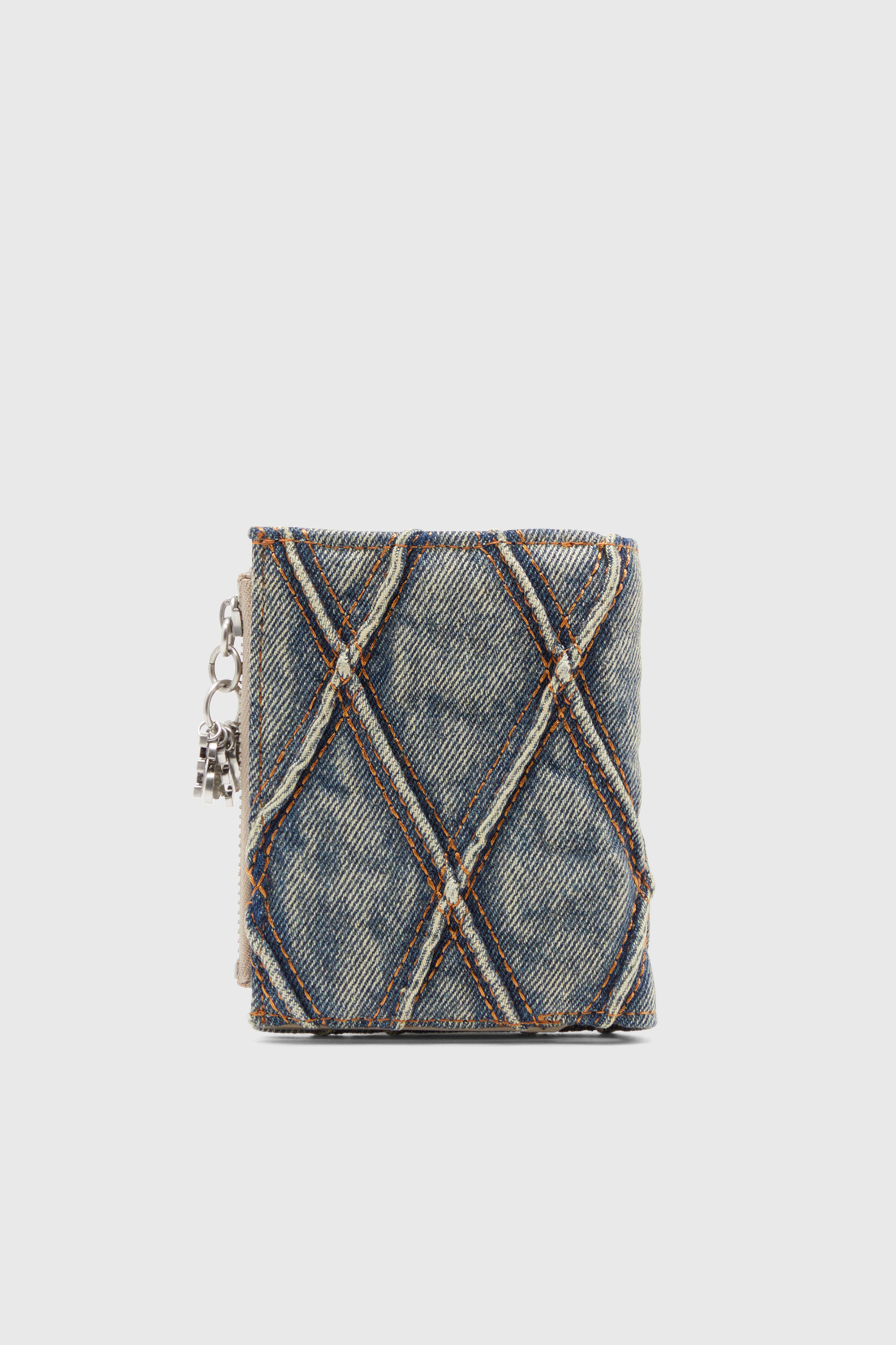 Diesel - CHARM D- BI FOLD ZIP II, Female's Small wallet in Argyle quilted denim in ブルー - 2