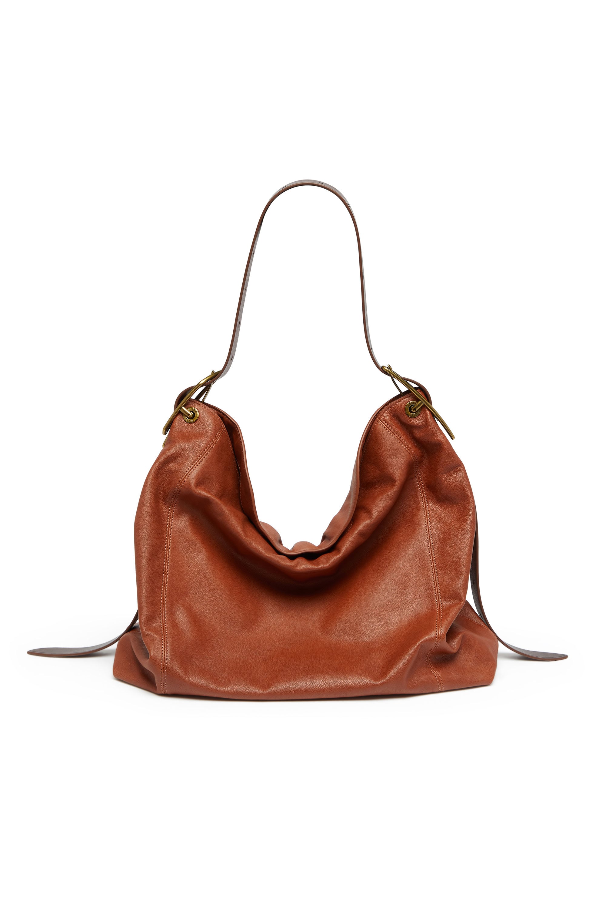 Diesel - D-LINE HOBO L, Female's D-Line-Hobo bag in shiny leather in ブラウン - 1