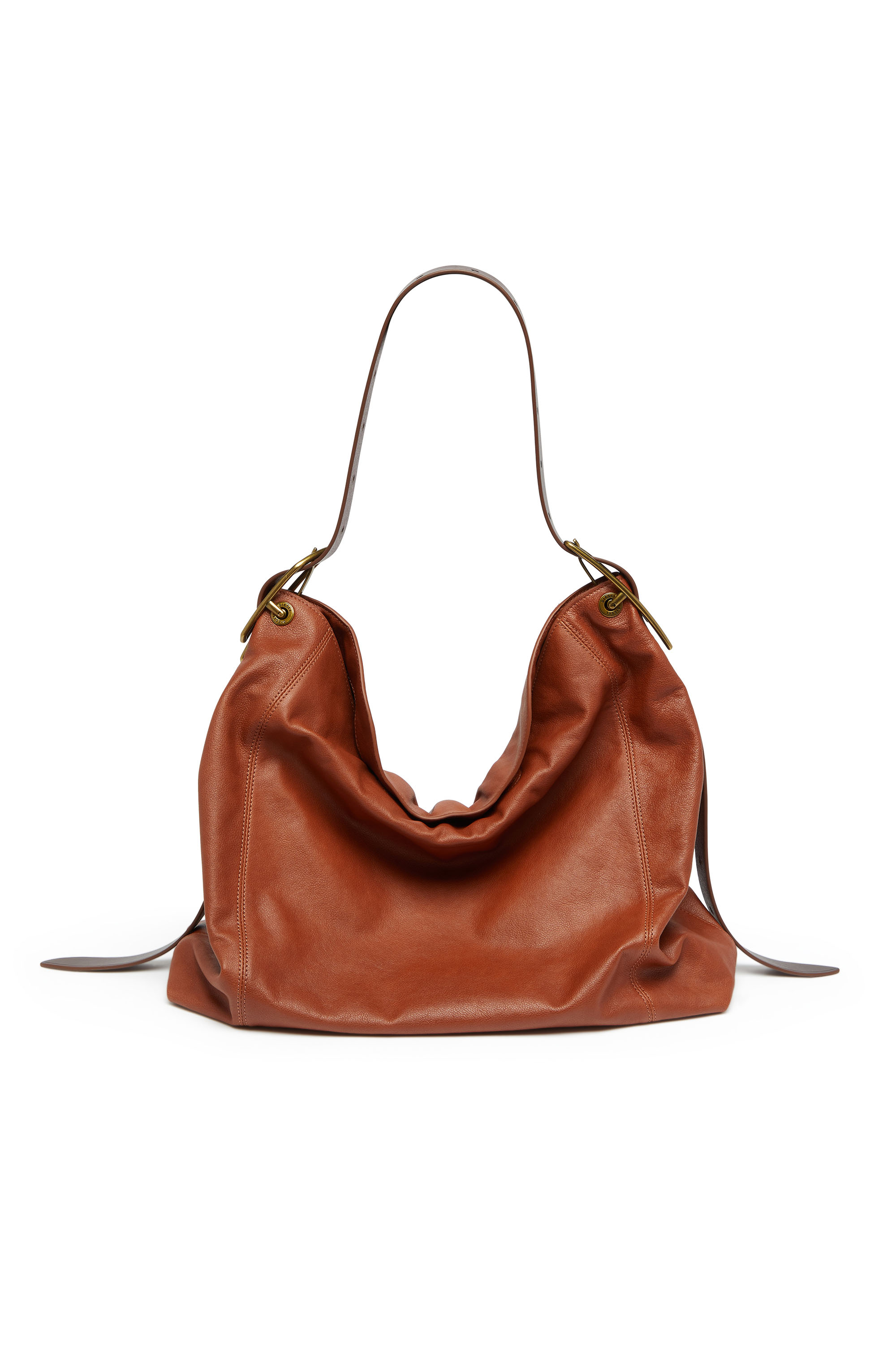 Diesel - D-LINE HOBO L, Female's D-Line-Hobo bag in shiny leather in ブラウン - 2