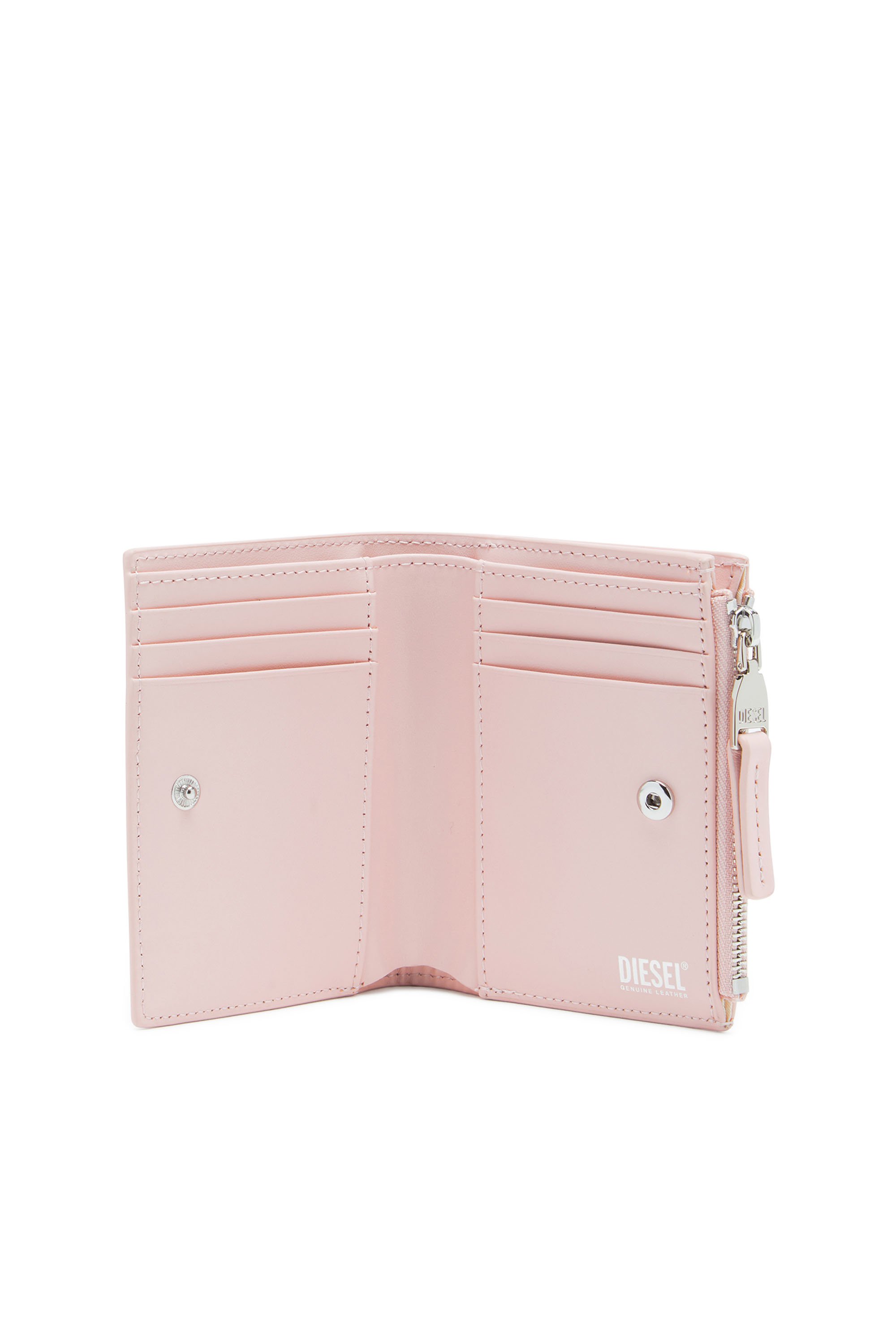 Diesel - 1DR BI-FOLD ZIP II, Female's Small wallet in pastel leather in ピンク / ホワイト - 3