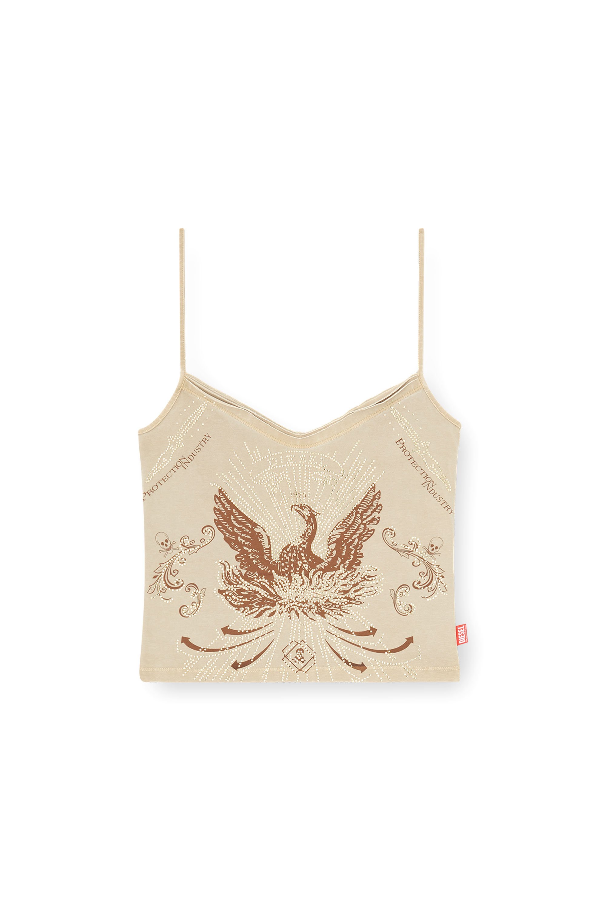 Diesel - T-ROPEW, Female's Phoenix camisole with rhinestones in ライトブラウン - 3