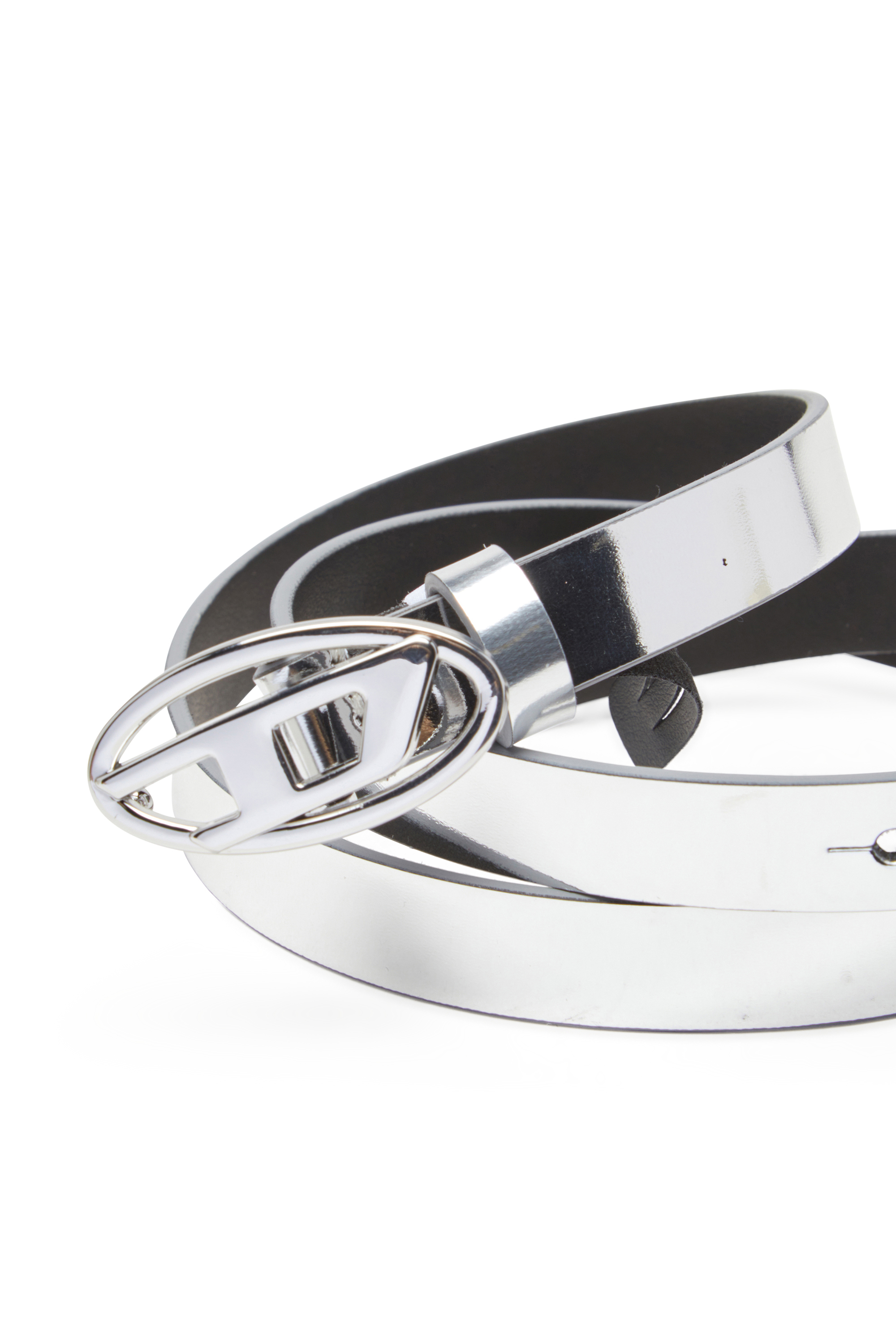 Diesel - B-1DR 15, Female's 1.5cm belt with mirrored metallic finish in シルバー - 3