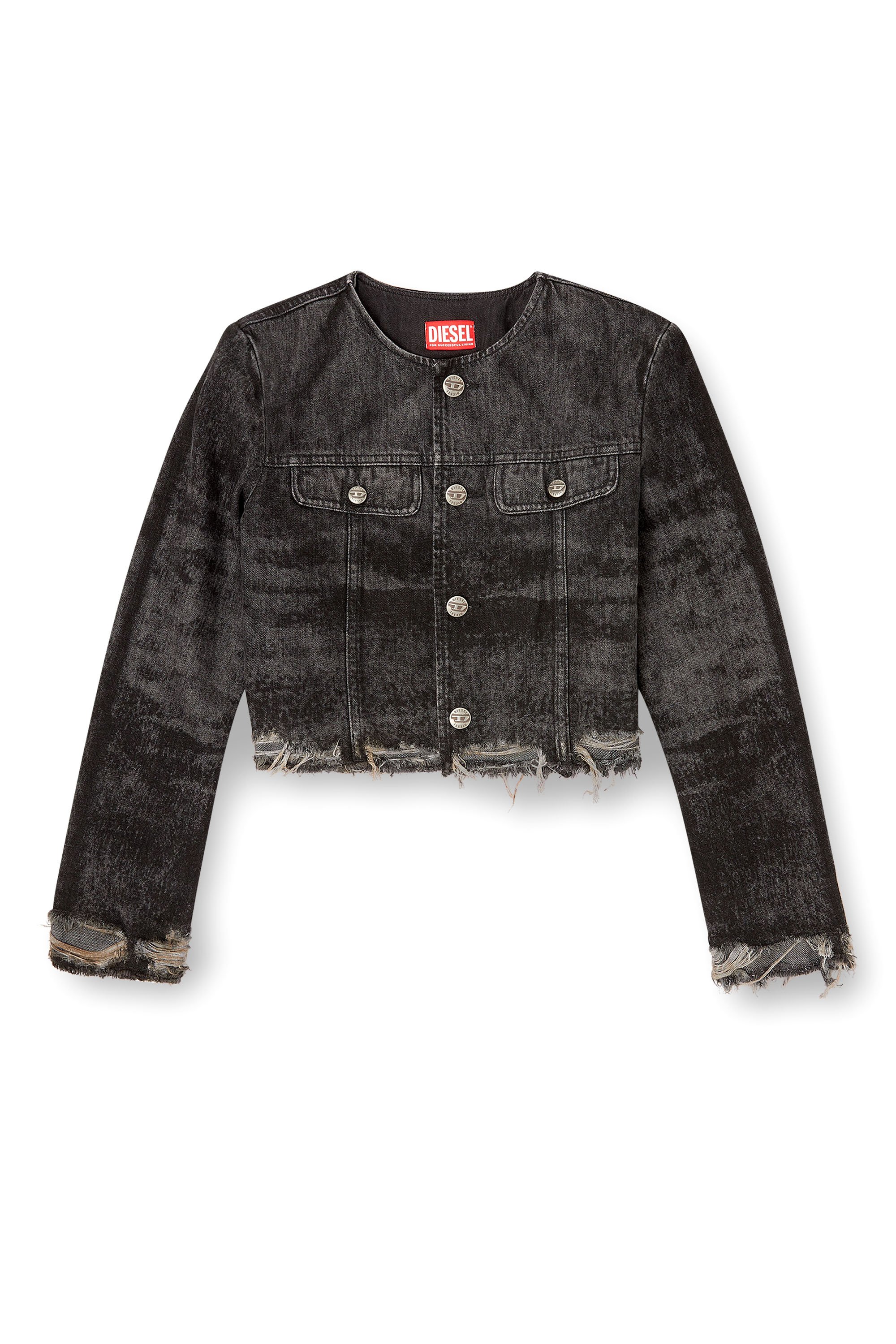 Diesel - DE-GRAFFY-FSH, Female's Jacket in lasered cotton-hemp denim in ブラック - 3