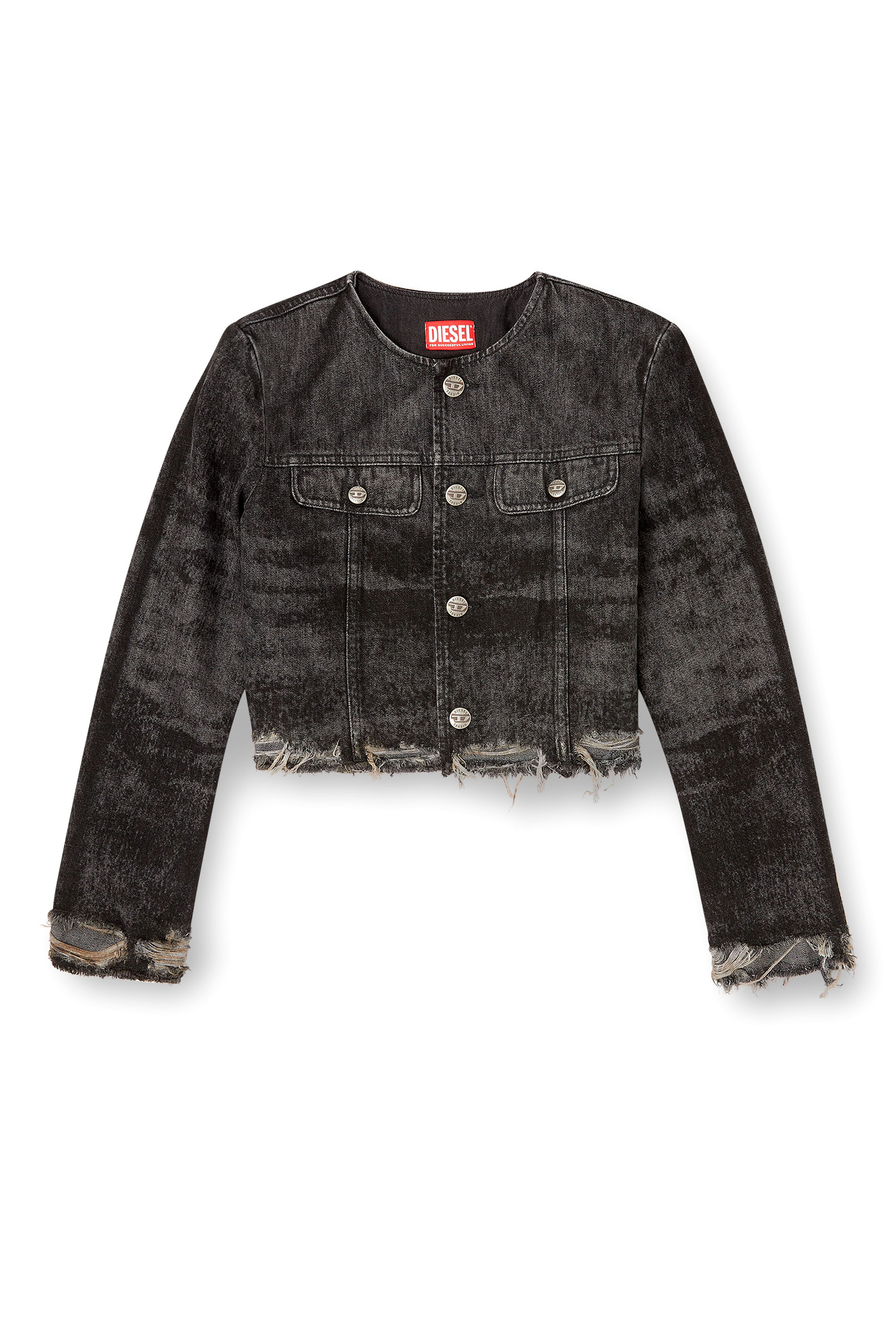 Diesel - DE-GRAFFY-FSH, Female's Jacket in lasered cotton-hemp denim in ブラック - 2