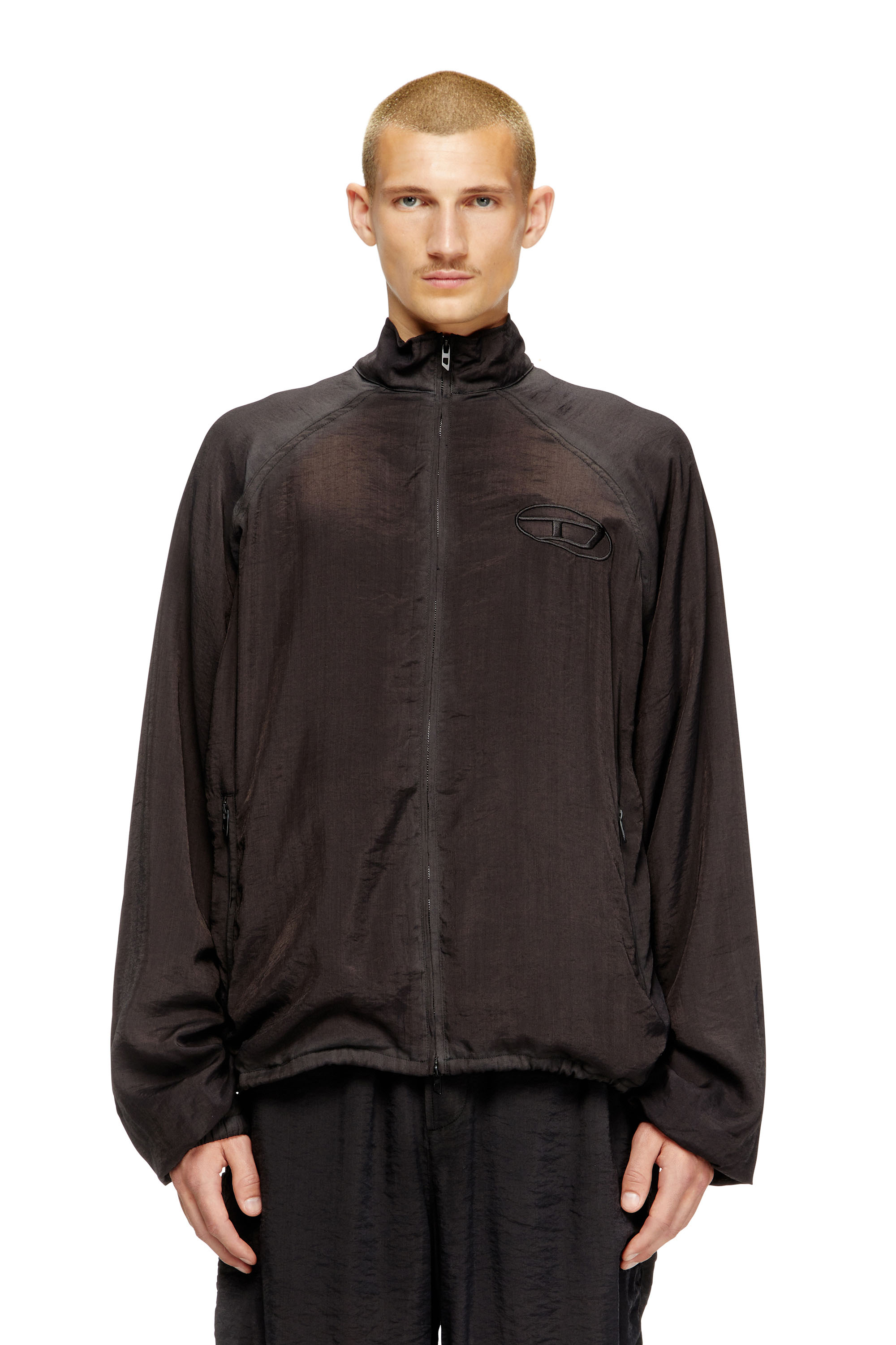 Diesel - J-HENRI-SOUVENIR, Male's Souvenir-style embroidered track jacket in ダークグレー - 1