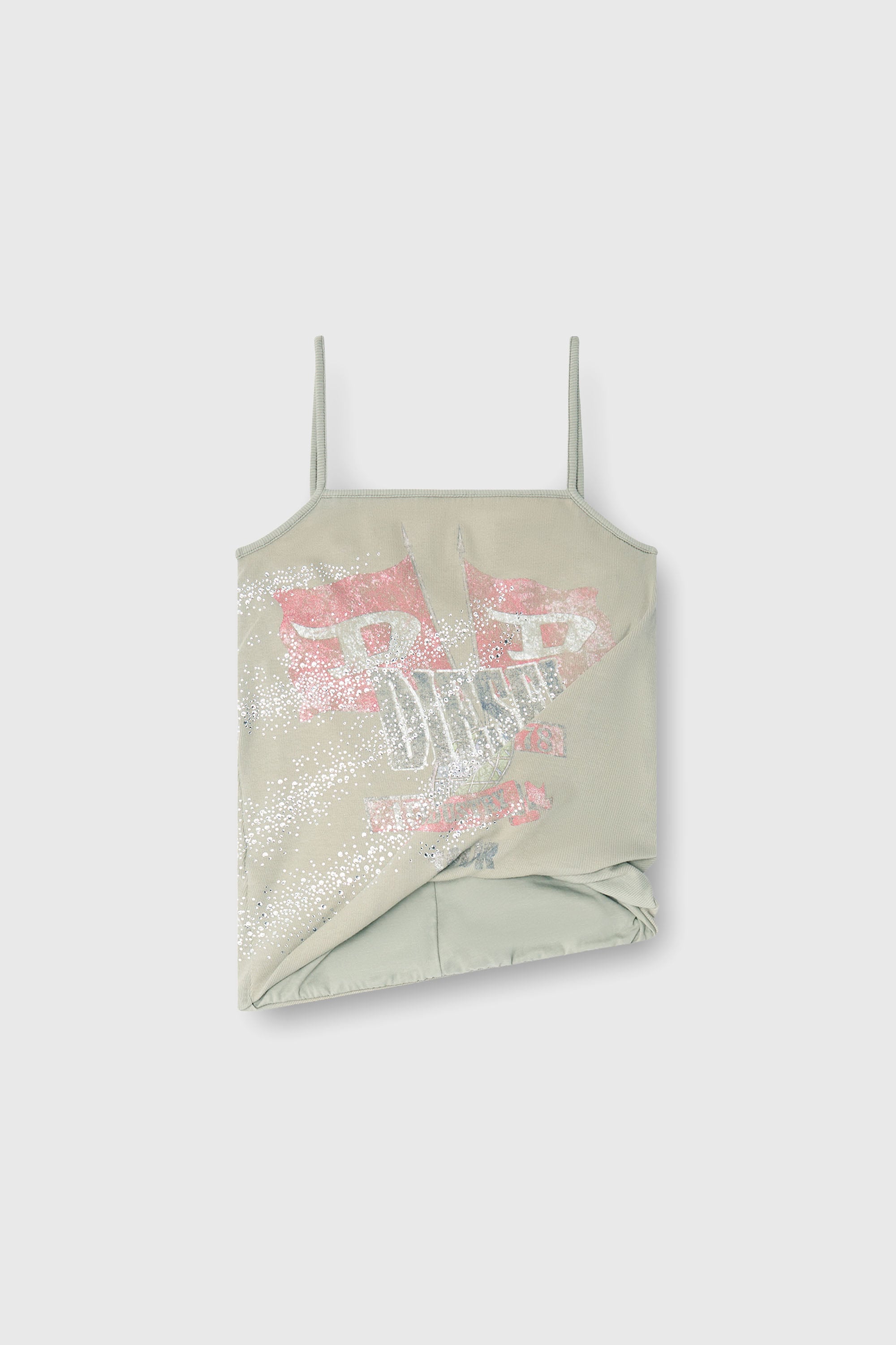Diesel - T-RECY, Female's Rucked-up camisole in double-layer jersey in ライトグレー - 2