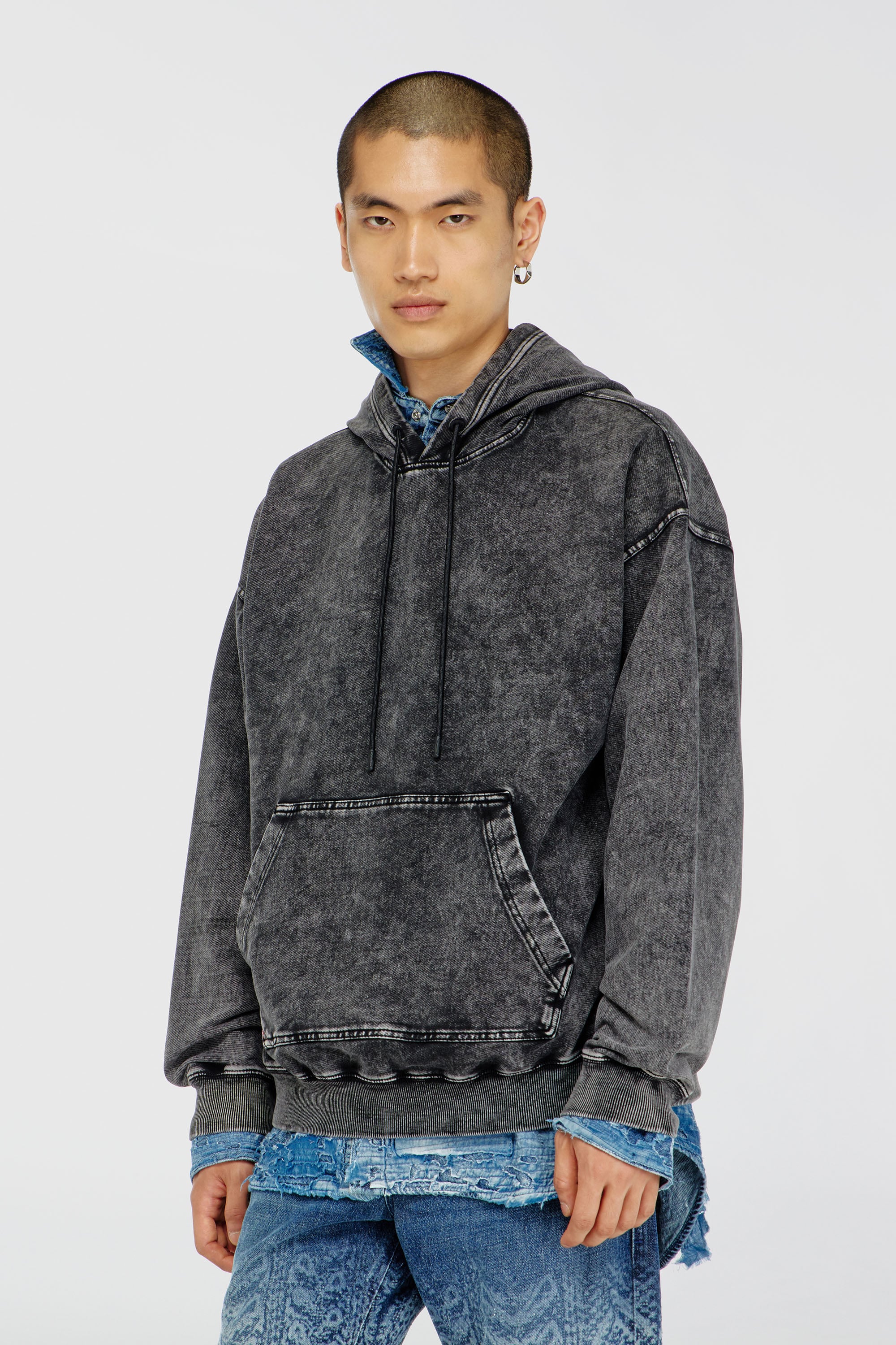 Diesel - S-BOXT-HOOD-TUK, Male's プルオーバーパーカー in ダークグレー - 1