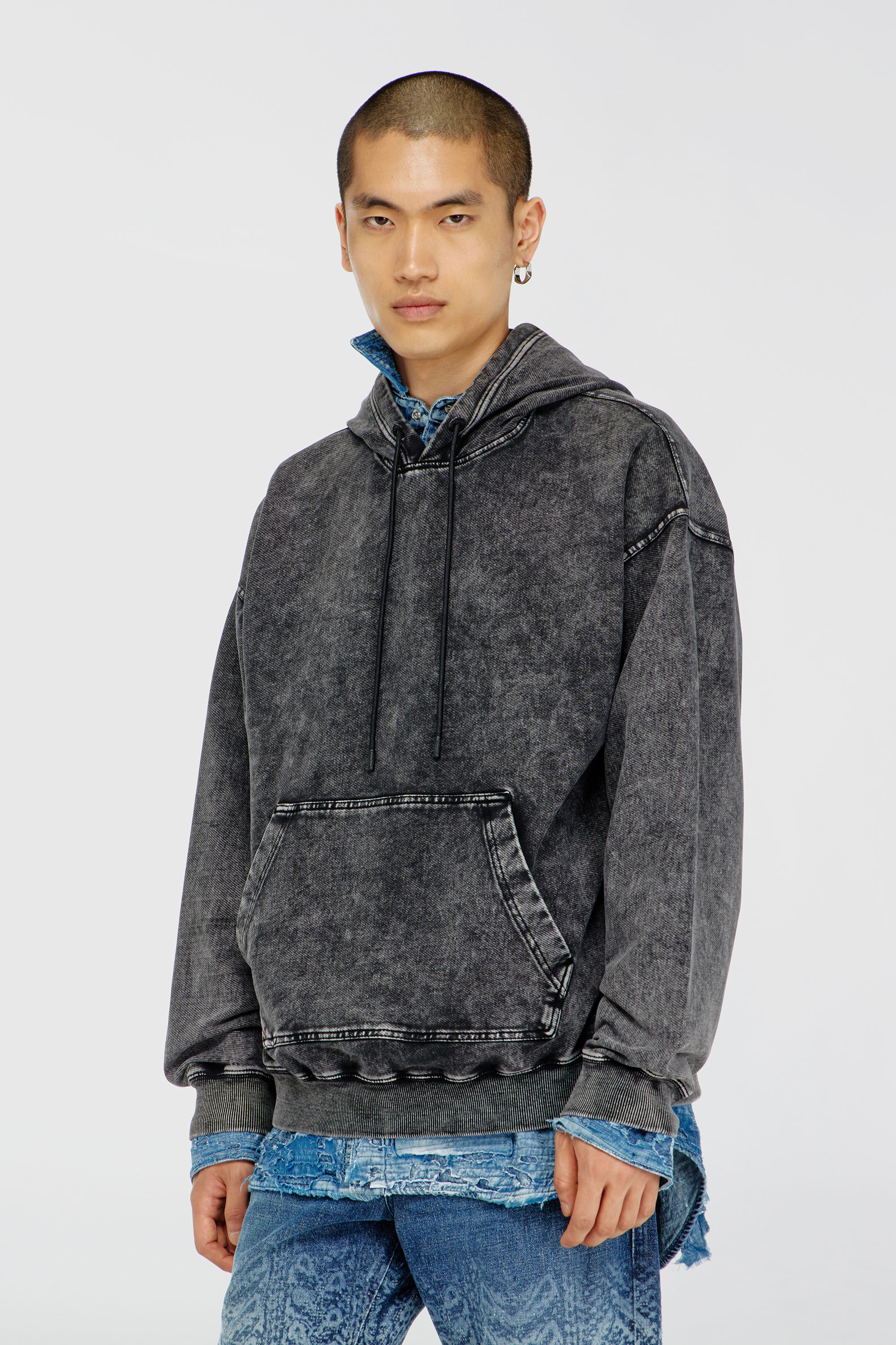 Diesel - S-BOXT-HOOD-TUK, Male's プルオーバーパーカー in ダークグレー - 3