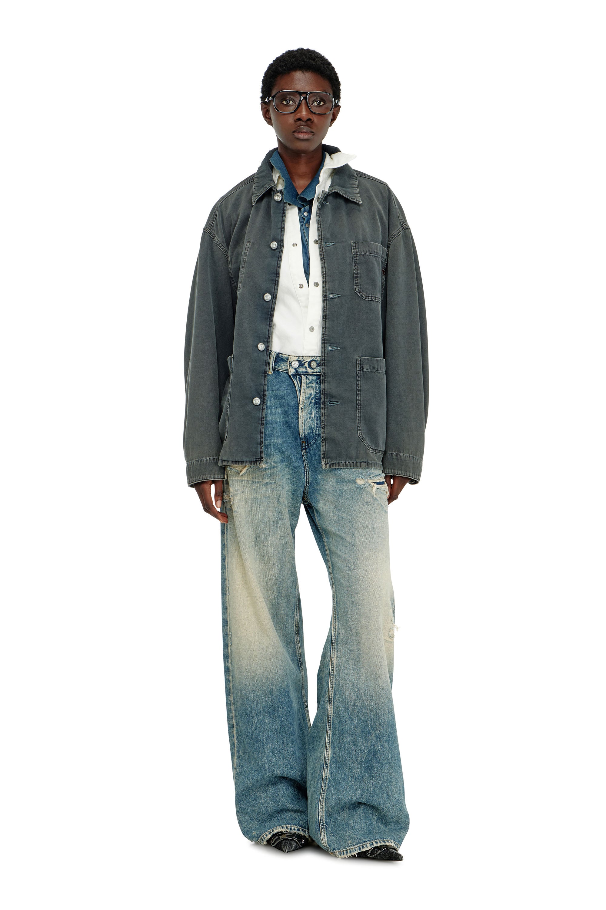 Diesel - D-STACK-U, Unisex's デニムジャケット in グレー - 2