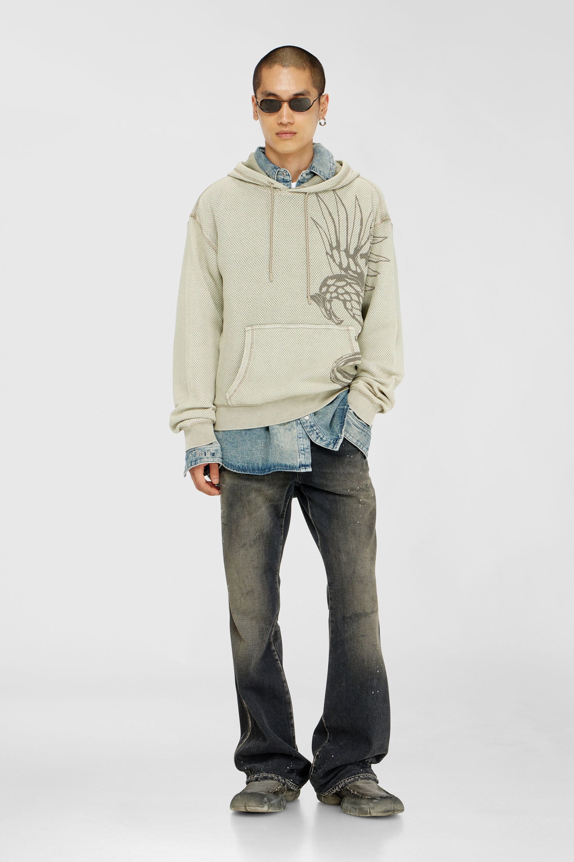Diesel - S-NORM-HOOD-AA1, Male's プルオーバーパーカー in ベージュ - 2