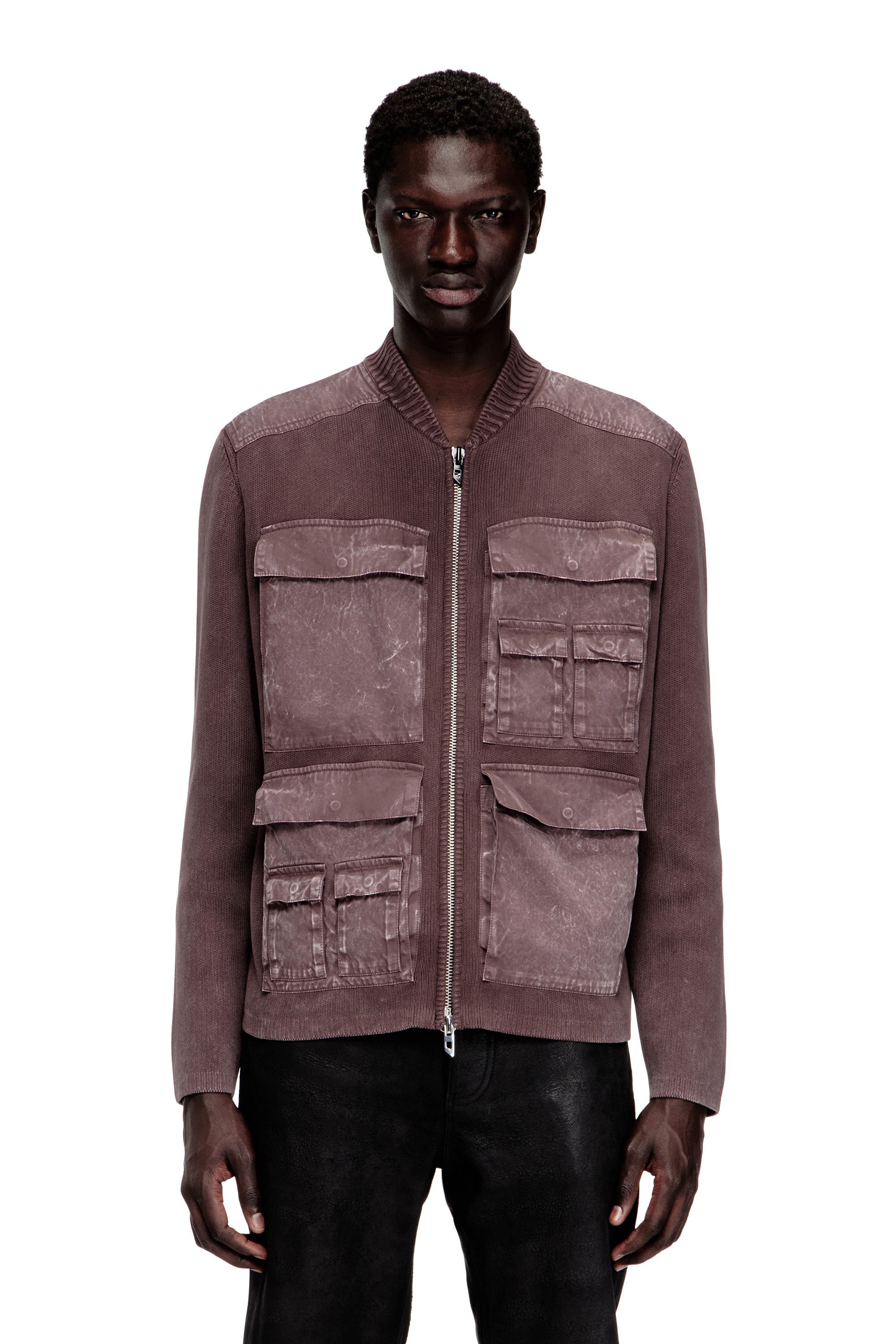 Diesel - K-GEROME, Male's ジップアップニット in ブラウン - 1