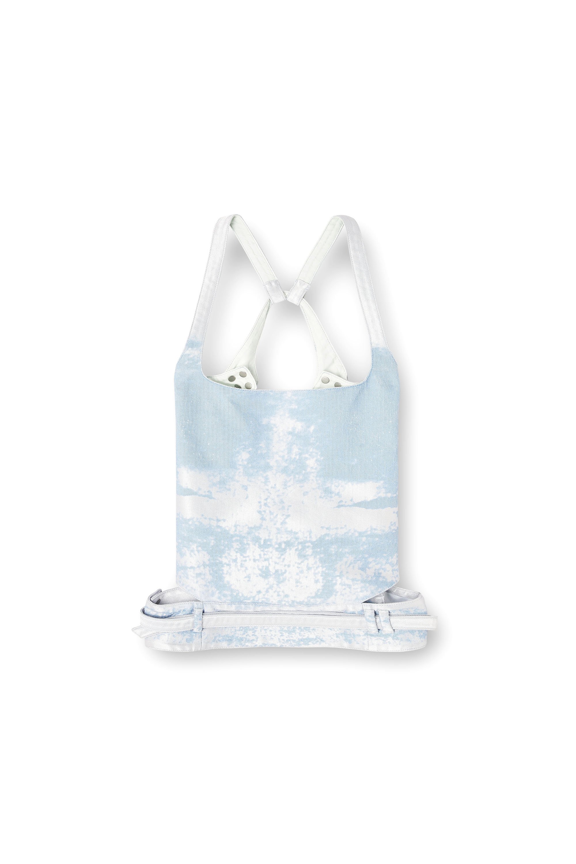 Diesel - DE-SAYRA-FSI, Female's Open-back top in coloured satin denim in ブルー/ホワイト - 3