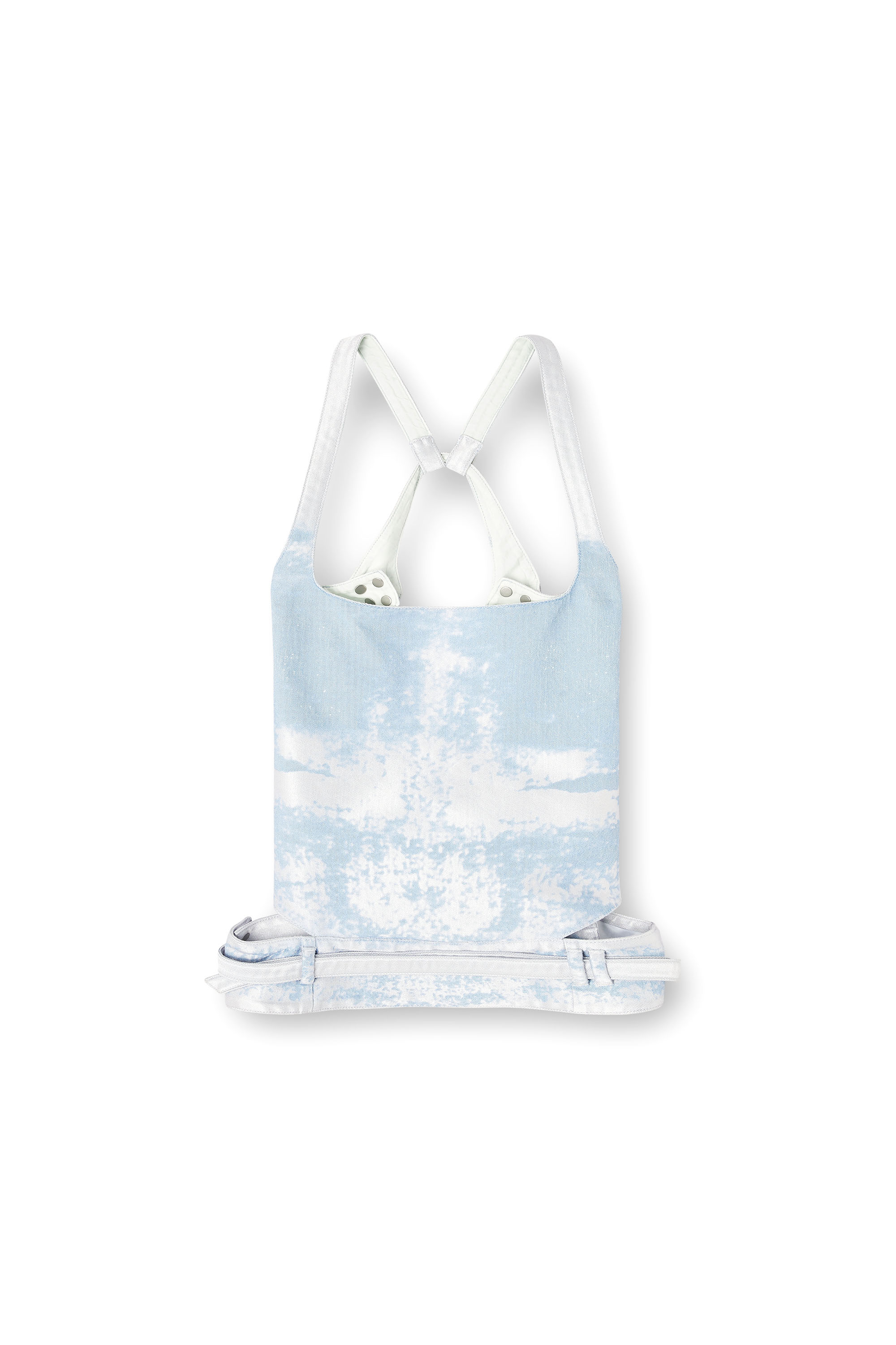 Diesel - DE-SAYRA-FSI, Female's Open-back top in coloured satin denim in ブルー/ホワイト - 2