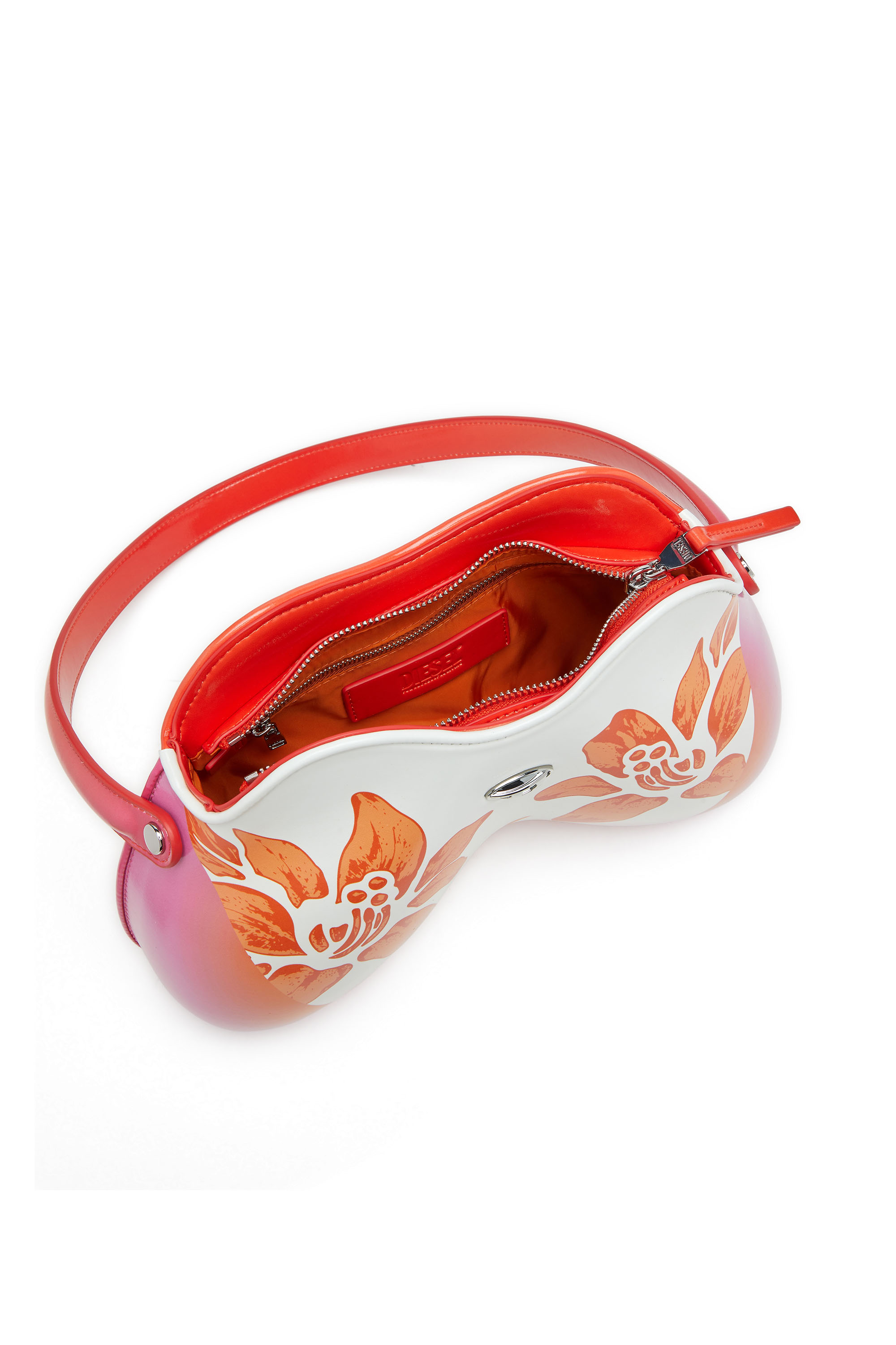 Diesel - K.G. DOUBLE-D SHOULDER, Female's Double-D-Glossy shoulder bag with lotus print in ホワイト/ピンク - 5