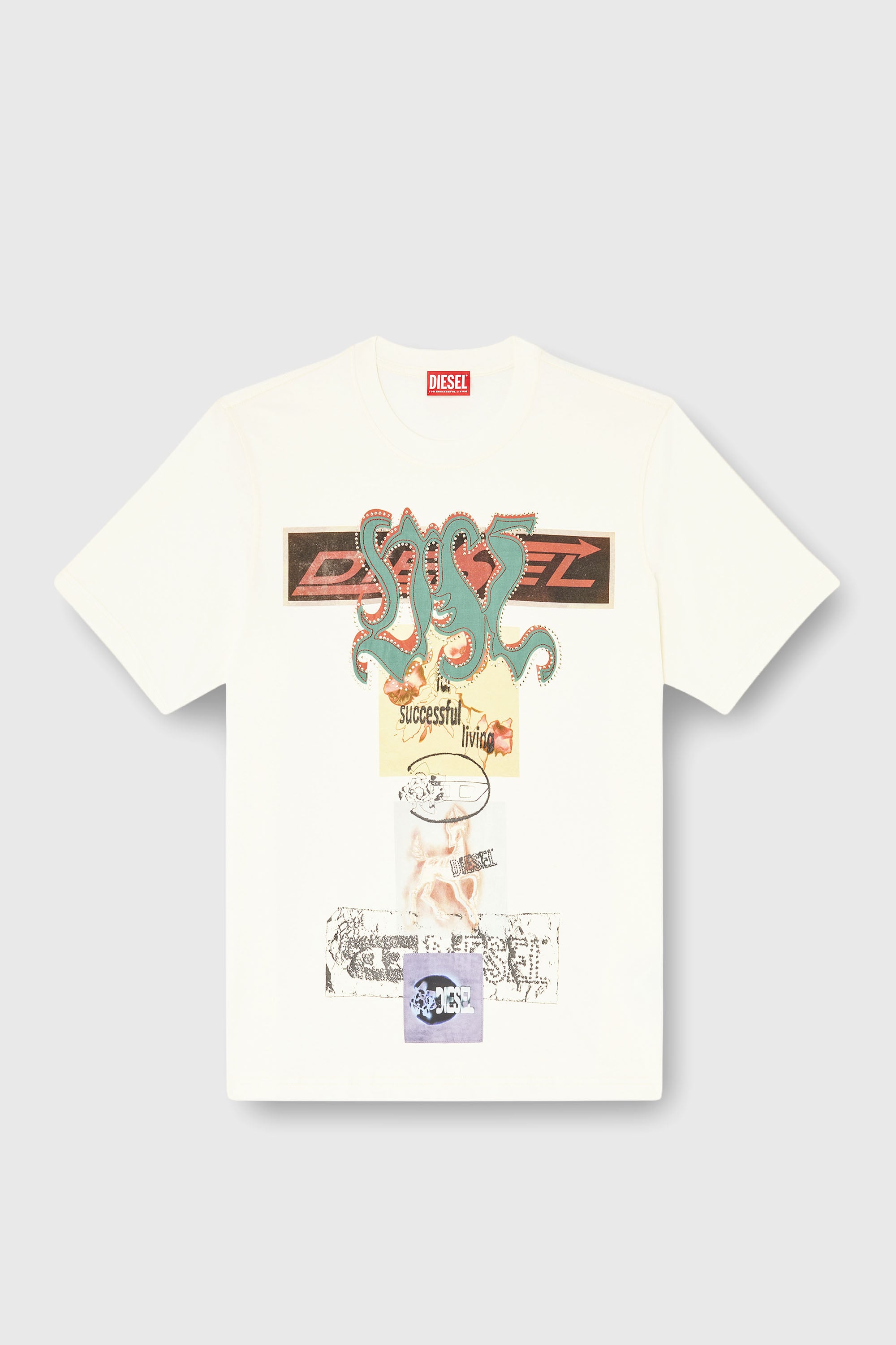 Diesel - T-ADJUST-AA4, Male's Tシャツ in ホワイト - 2