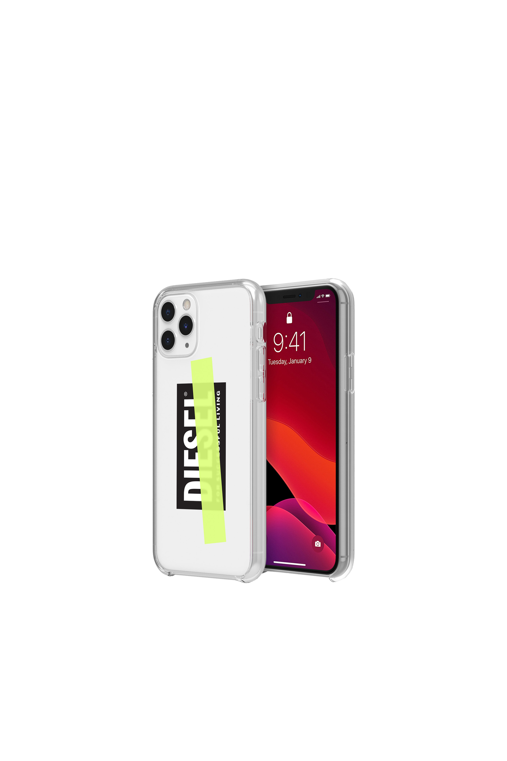 Diesel - DIPH-031-CLYET, Unisex's Printed co-mold case for iPhone 11 Pro in ホワイト/イエロー - 1