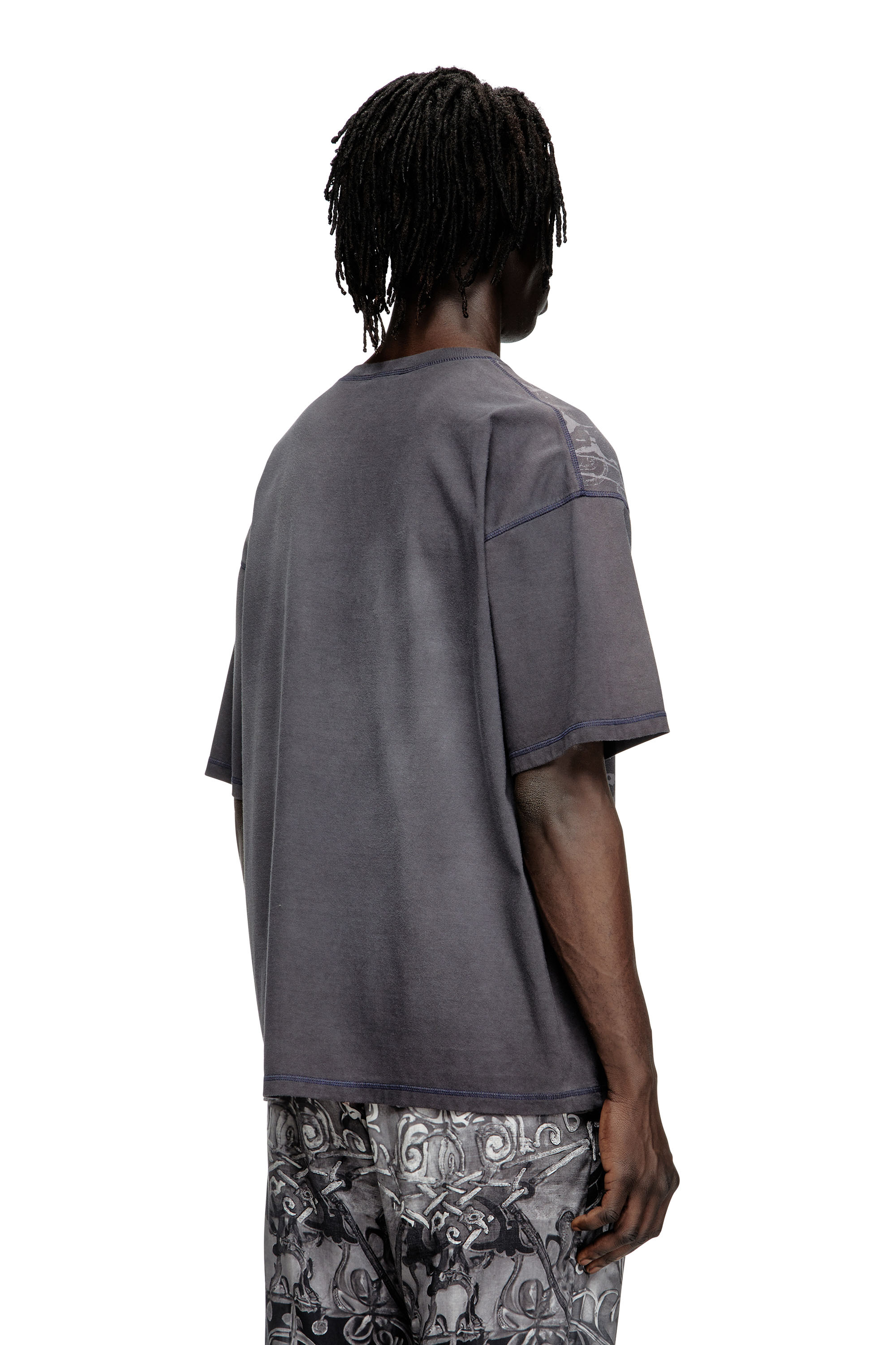 Diesel - T-BOXT-T13, Male's T-shirt with tonal medieval print in ブラック - 4