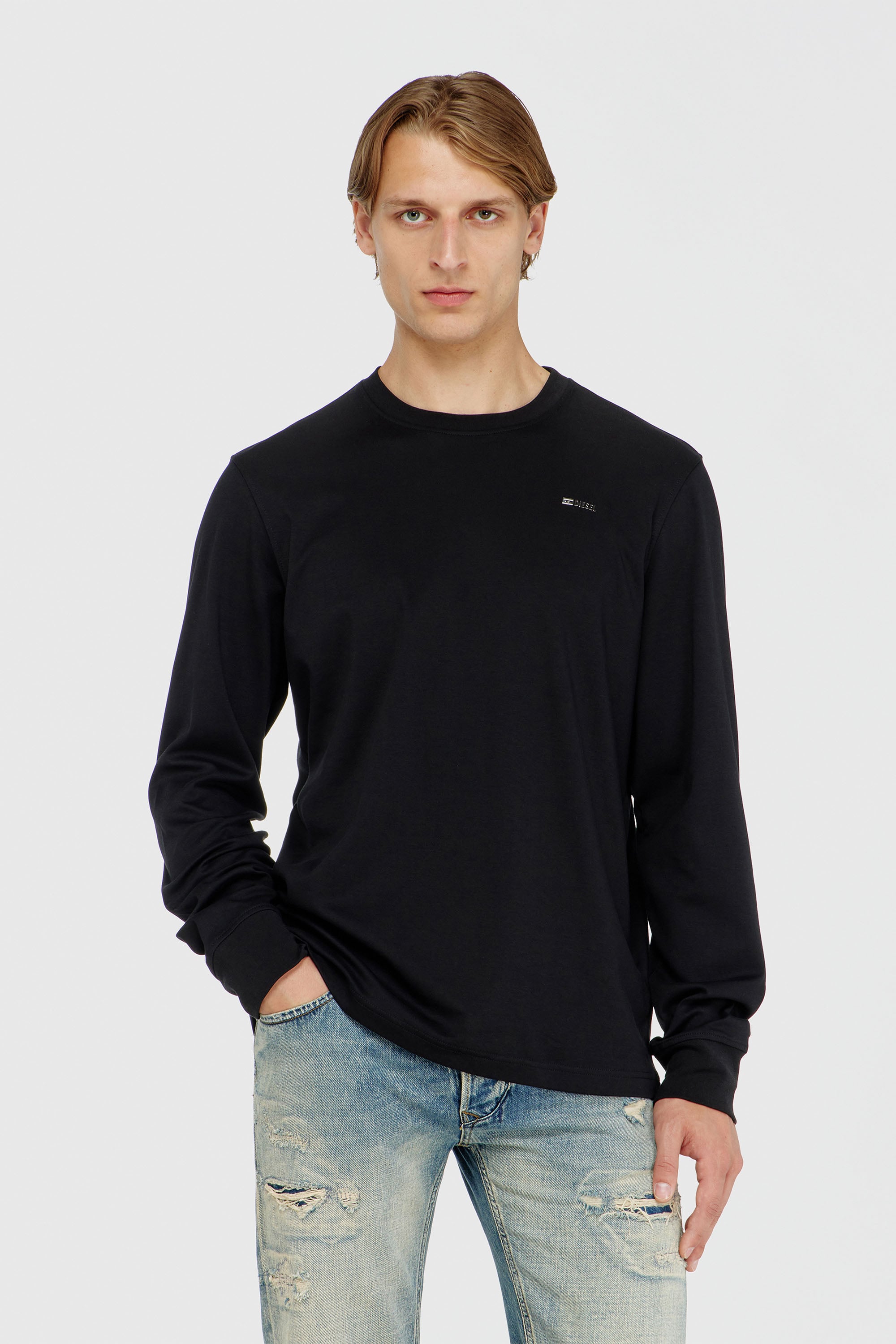 Diesel - T-ADJUST-LS-MET, Male's 長袖Tシャツ in ブラック - 1