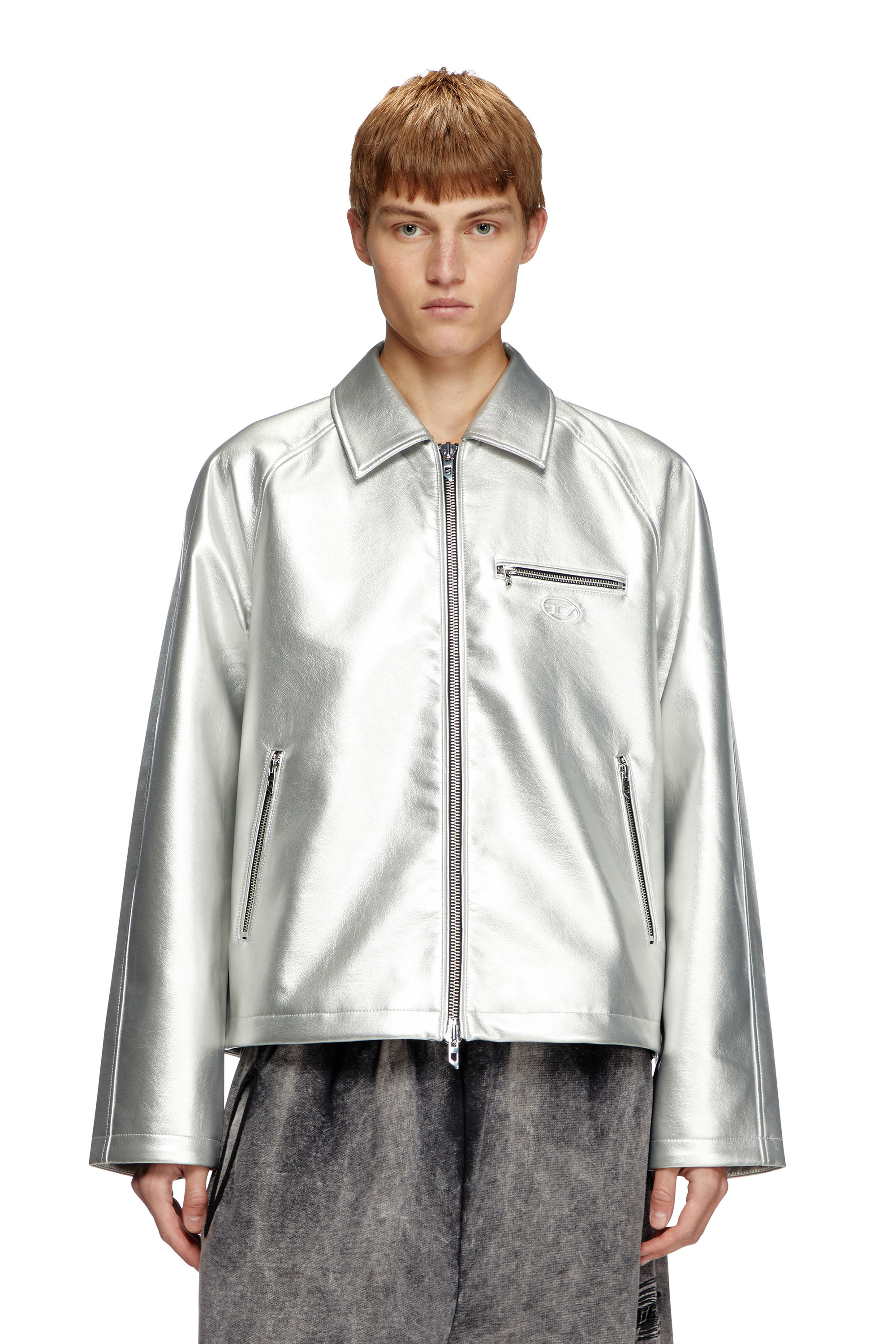 Diesel - J-THOME, Unisex's Metallic coach jacket in シルバー - 6