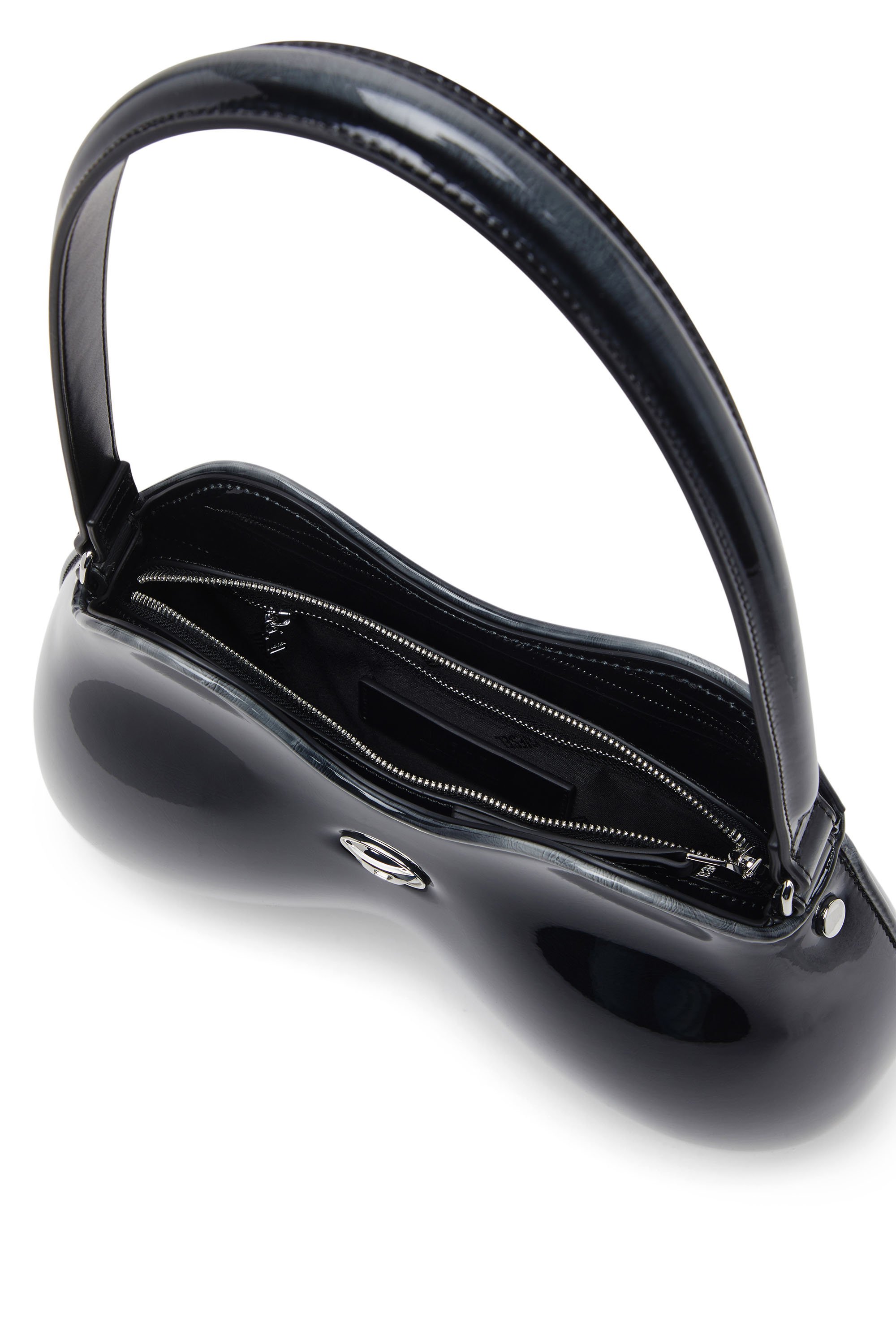 Diesel - DOUBLE-D SHOULDER, Female's Rigid shoulder bag in dégradé glossy PU in ブラック - 4