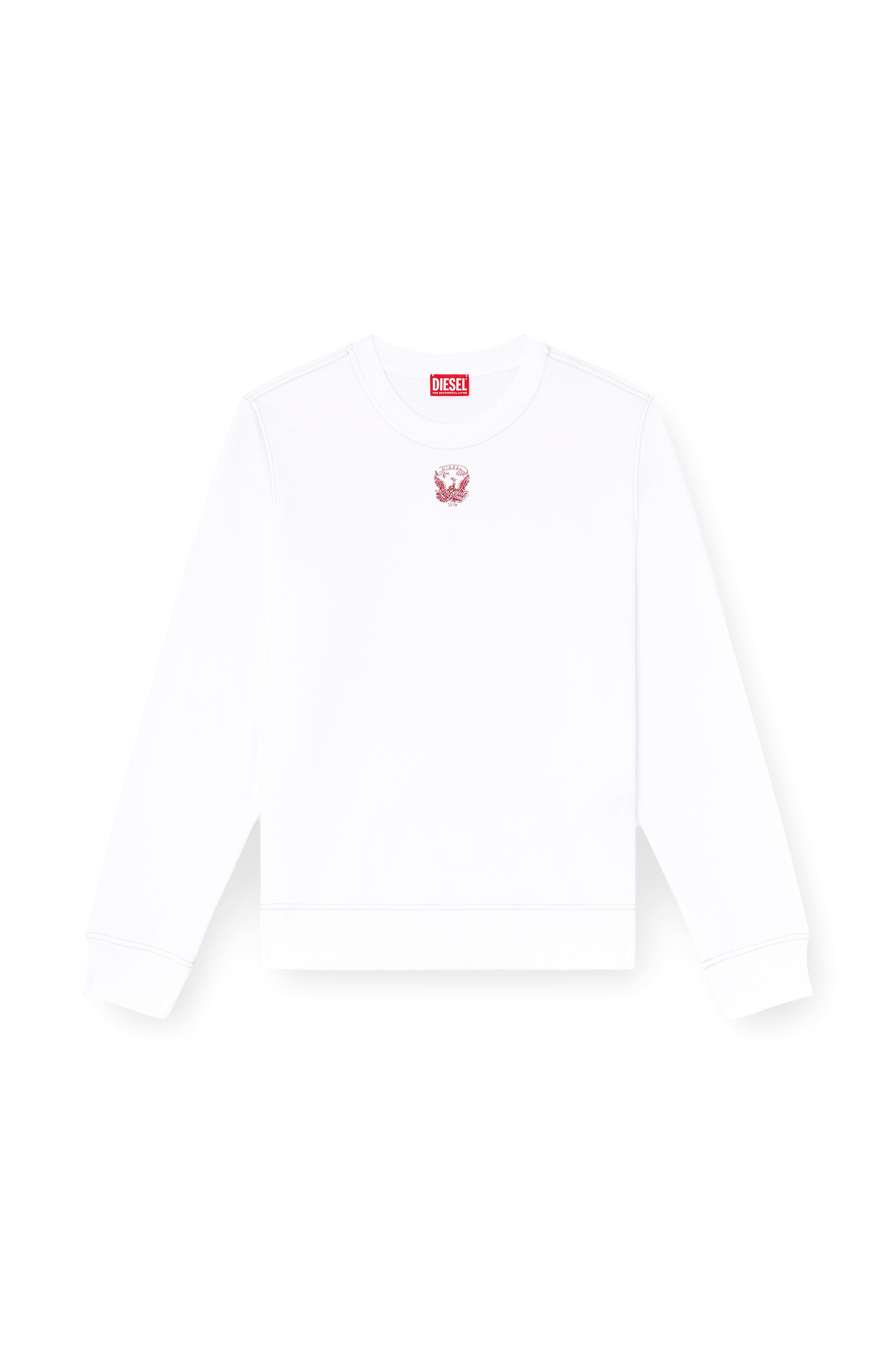 Diesel - S-GINN-T1, Male's Sweatshirt with embroidered phoenix in ホワイト - 3