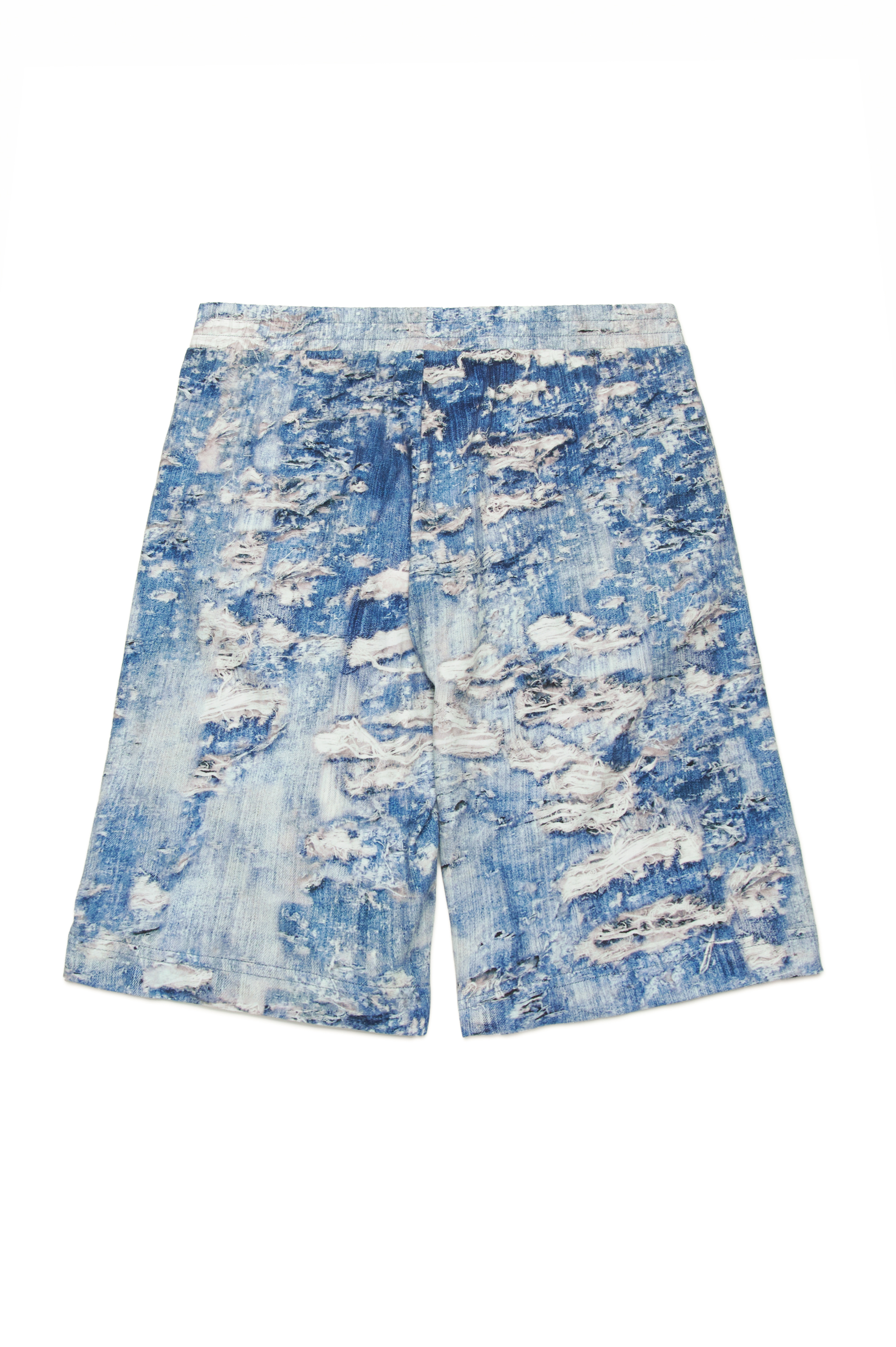 Diesel - PARSTON, Male's Sweat shorts with Tiger Breaks trompe l'oeil in ブルー - 2