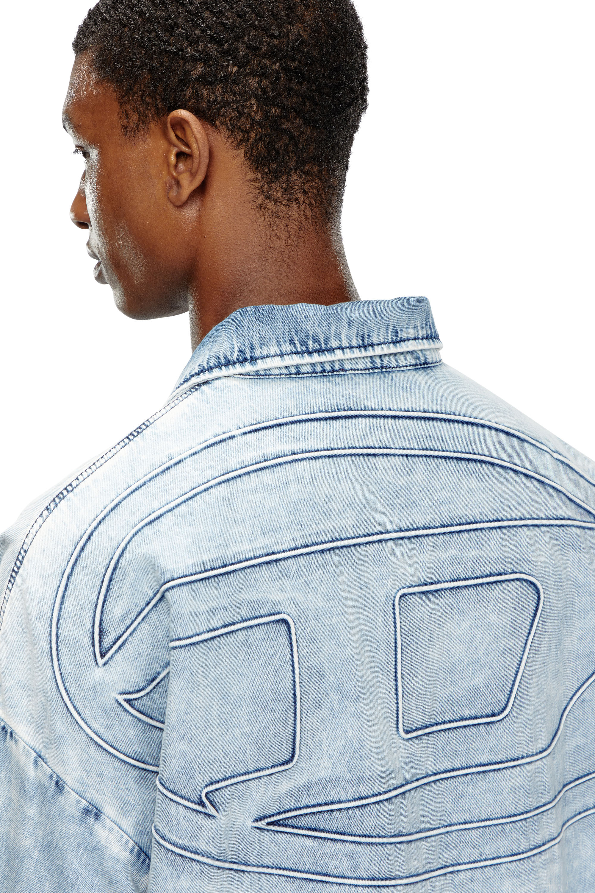 Diesel - D-KRAP-S1, Male's Denim jacket with Oval D in ライトブルー - 5