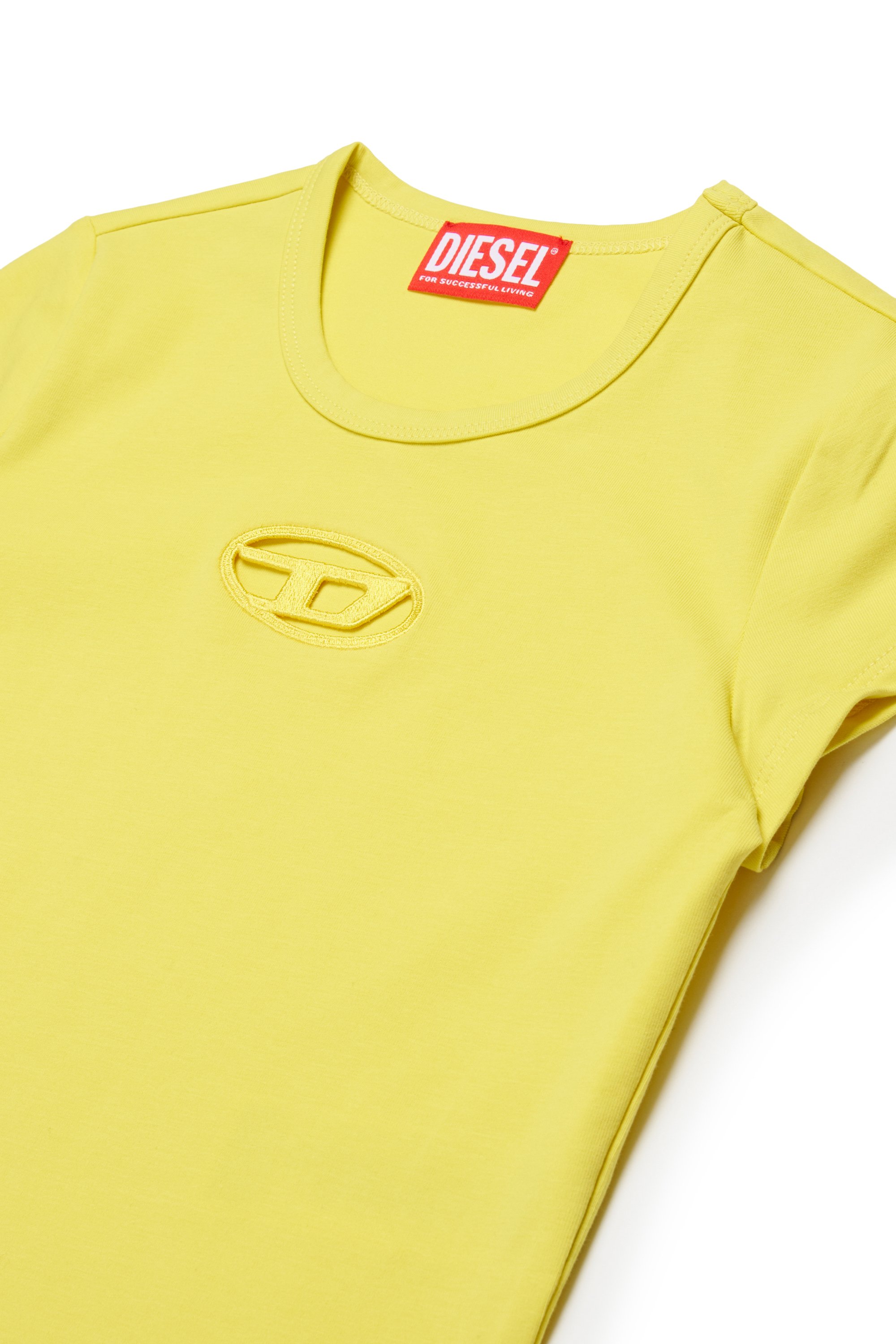 Diesel - TANGIE, Female's T-shirt with cut-out Oval D logo in イエロー - 3