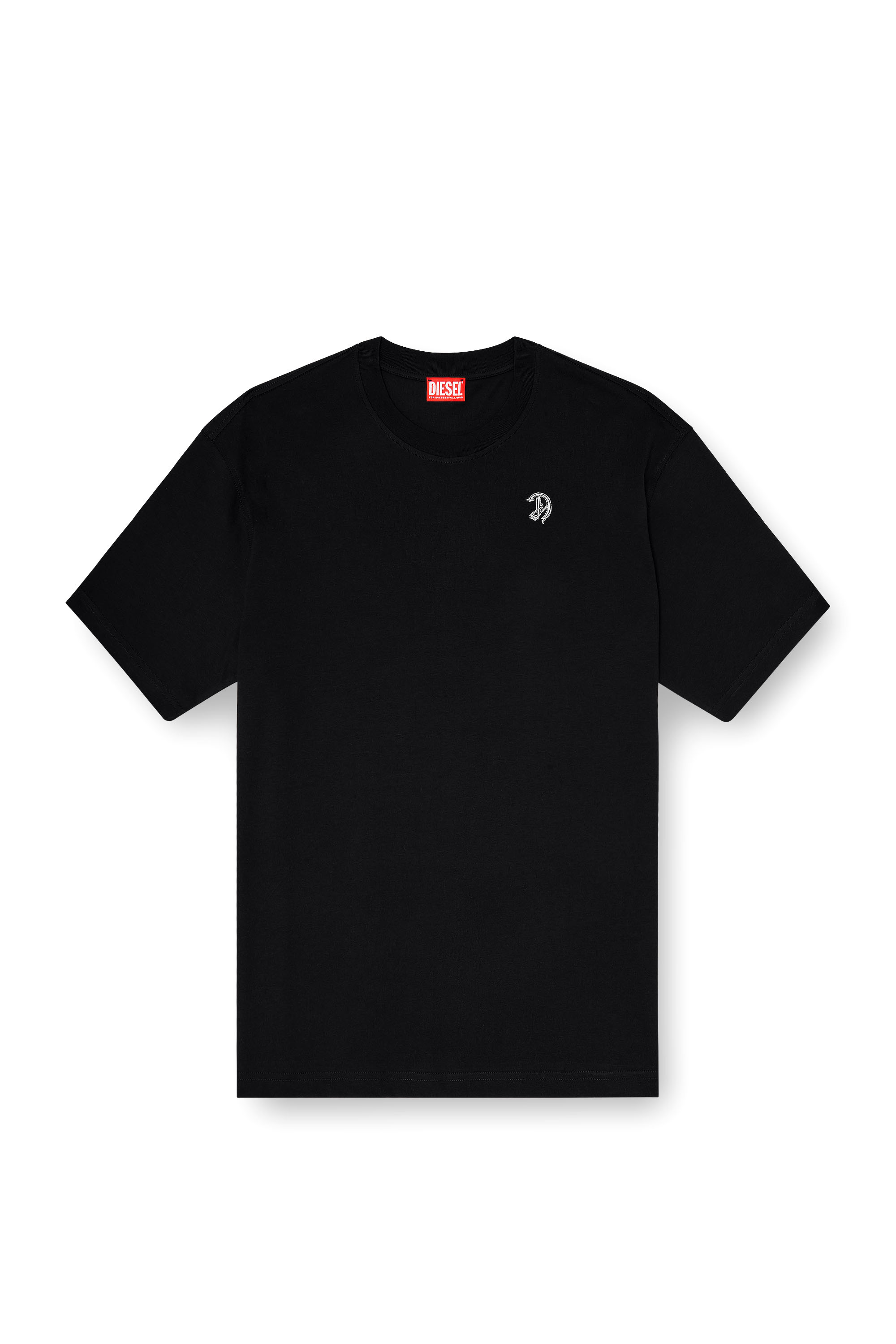 Diesel - T-BOGGY-V2, Male's T-shirt with logo patch and graphic print in ブラック - 3