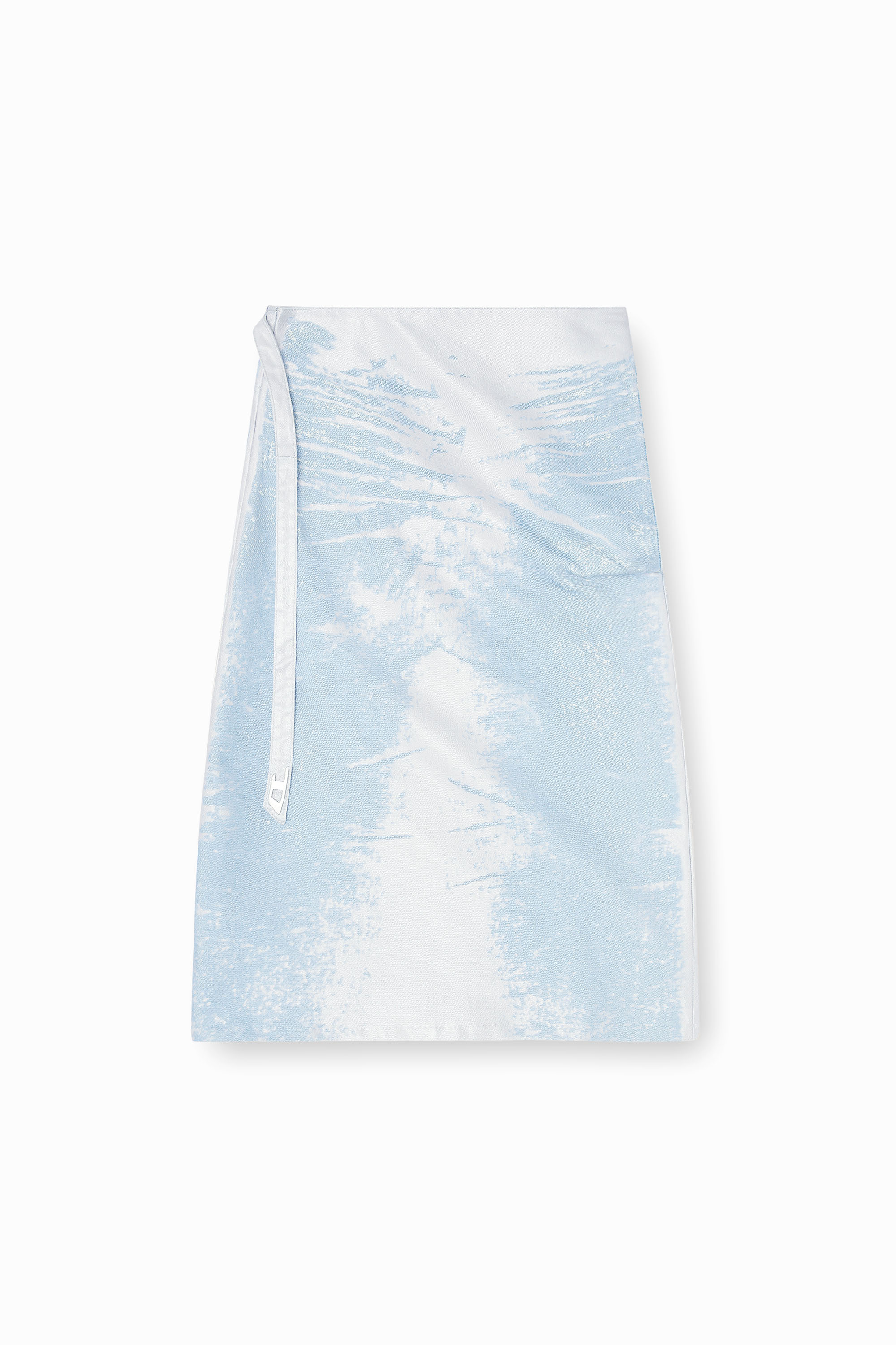 Diesel - DE-SIRA-FSI, Female's Midi skirt in coloured satin denim in ブルー/ホワイト - 3